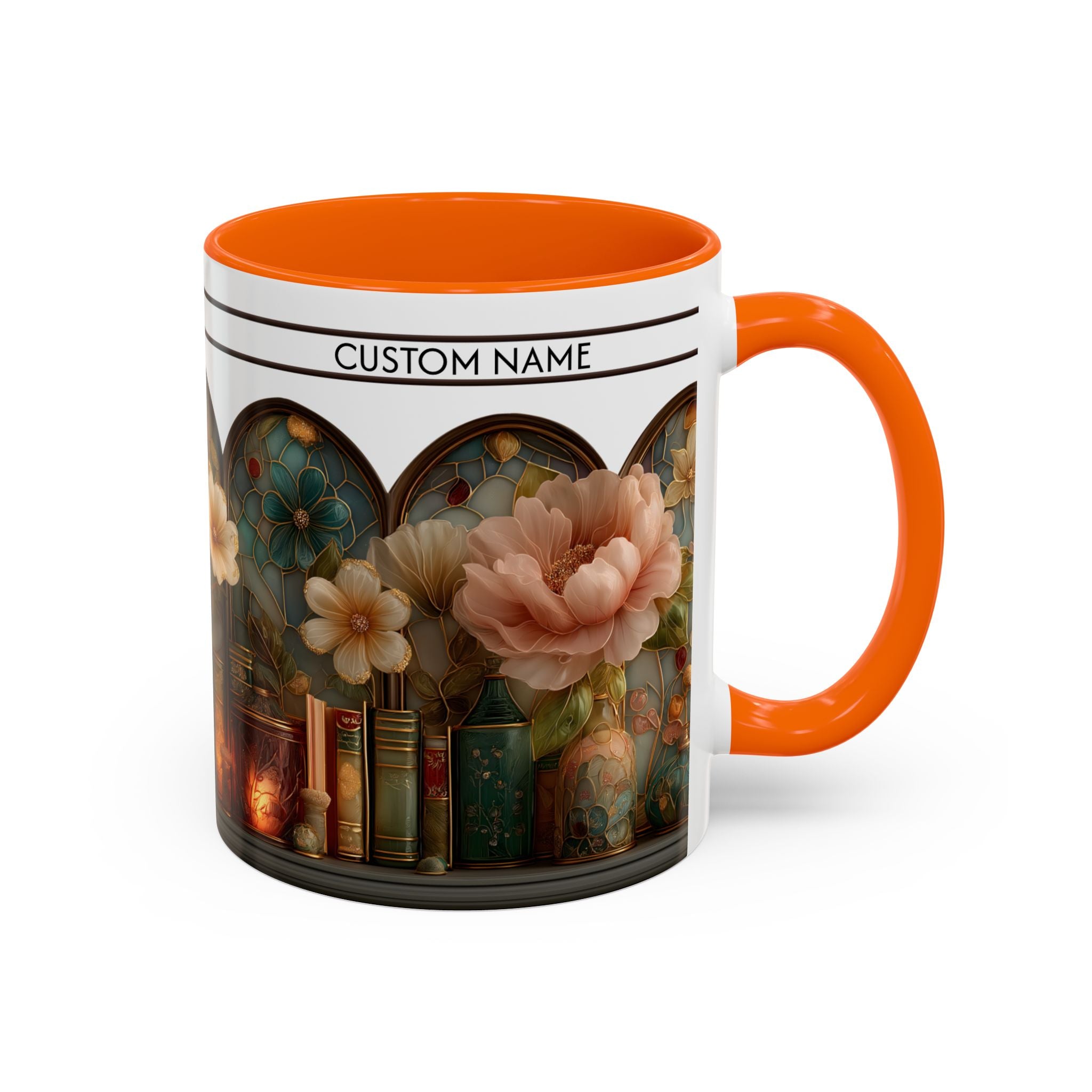 Personalized Floral Stained-Glass Ceramic Mug (11/15 oz) - 04