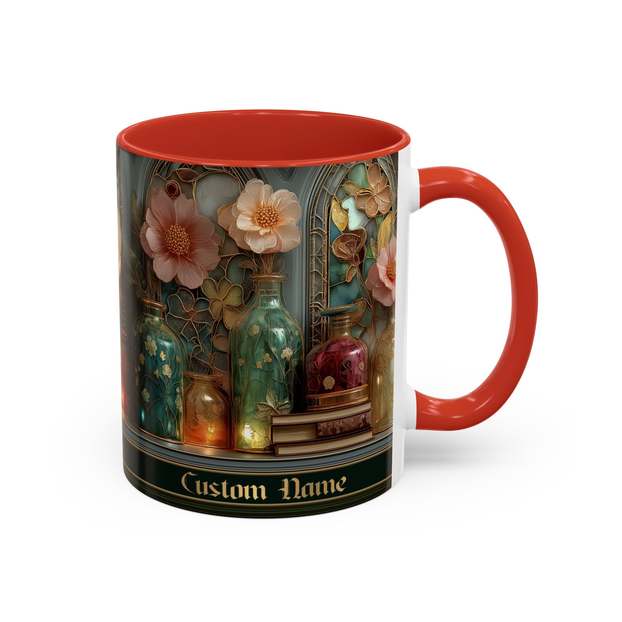 Personalized Floral Apothecary Ceramic Mug (11/15 oz) - 02
