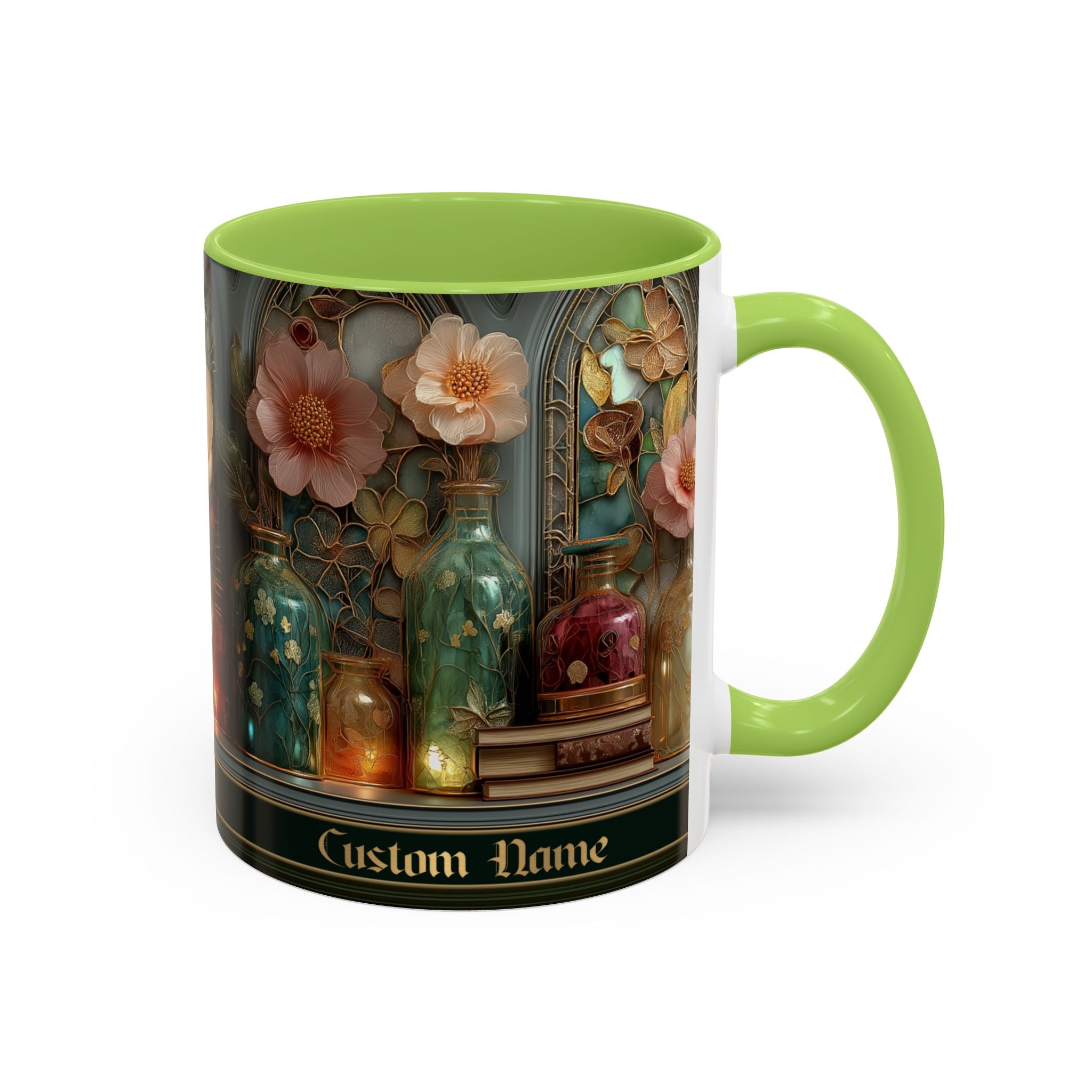 Personalized Floral Apothecary Ceramic Mug (11/15 oz) - 02