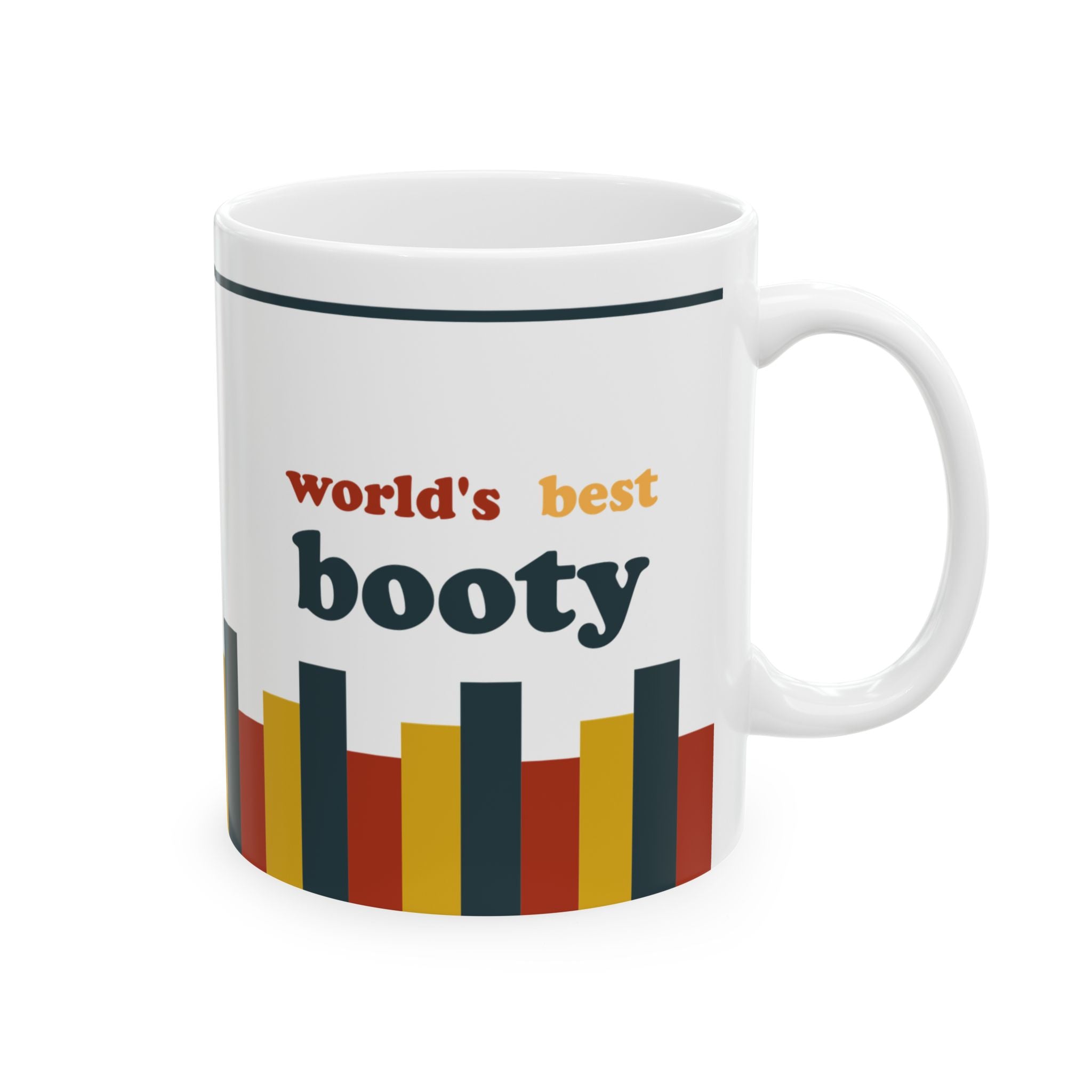 Retro Stripe Ceramic Mug – 'World's Best - Custom Name' Mug (11oz & 15oz) - 05