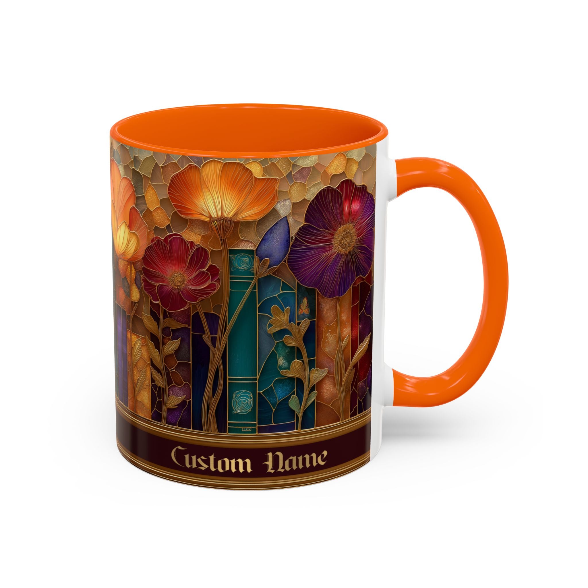 Personalized Floral Stained-Glass Ceramic Mug (11/15 oz) - 06