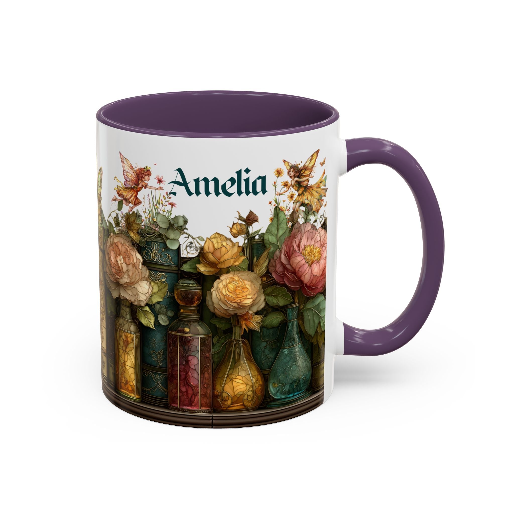 Personalized Floral Apothecary Ceramic Mug (11/15 oz) - 01