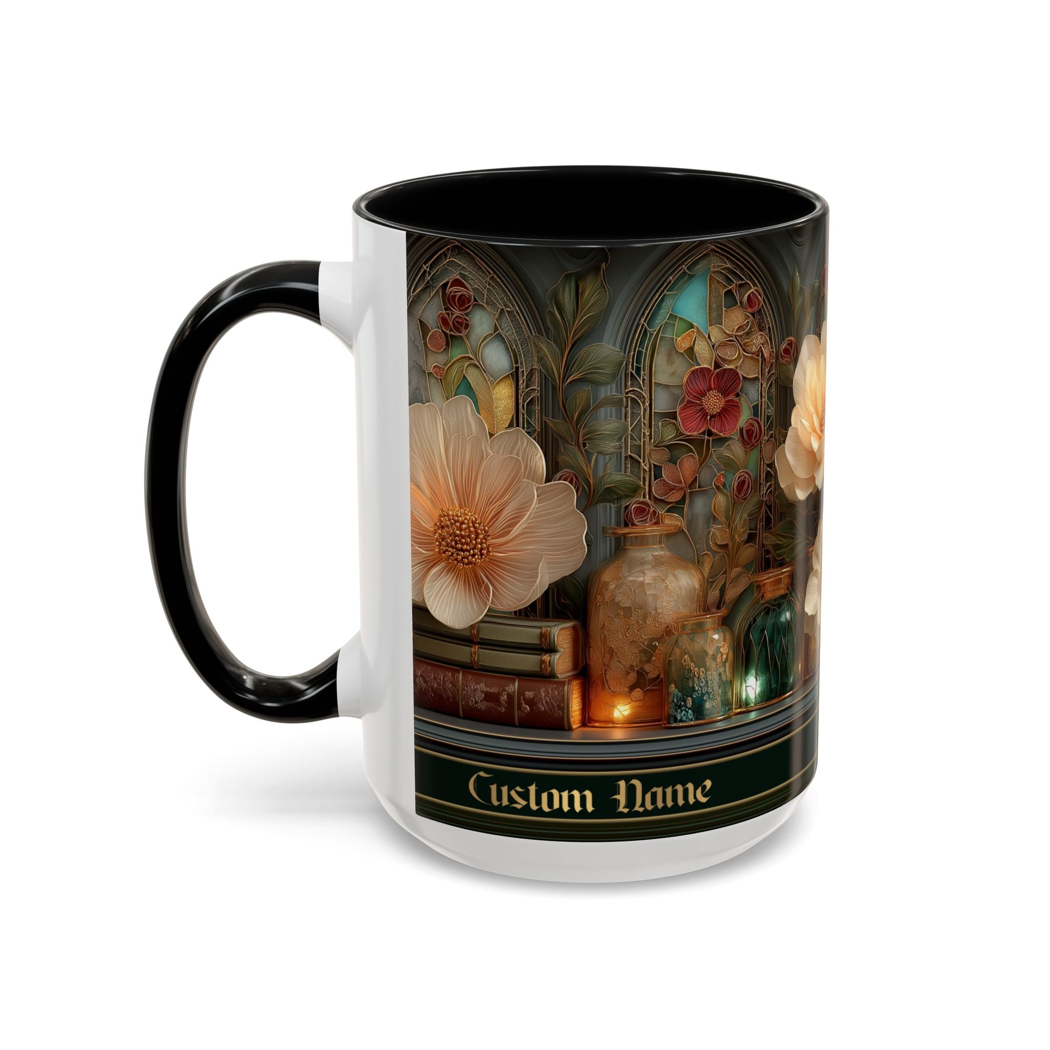 Personalized Floral Apothecary Ceramic Mug (11/15 oz) - 02