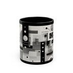 Modern Geometric Black Mug. Custom Name 11oz/15oz. 01