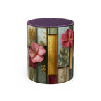 Floral Stained Glass Accent Coffee Mug — Botanical Patchwork Design (11/15 oz)