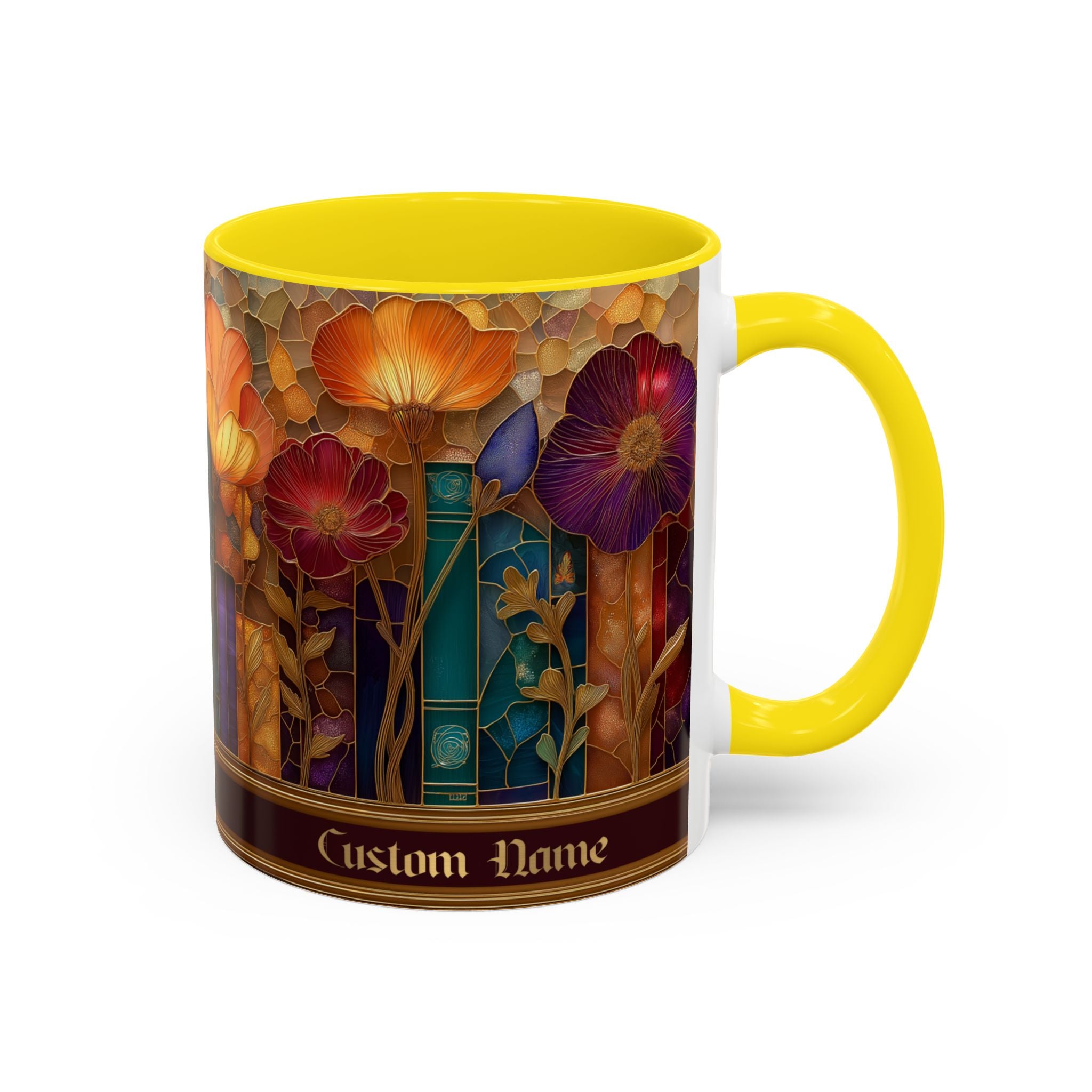 Personalized Floral Stained-Glass Ceramic Mug (11/15 oz) - 06