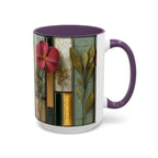 Floral Stained Glass Accent Coffee Mug — Botanical Patchwork Design (11/15 oz)