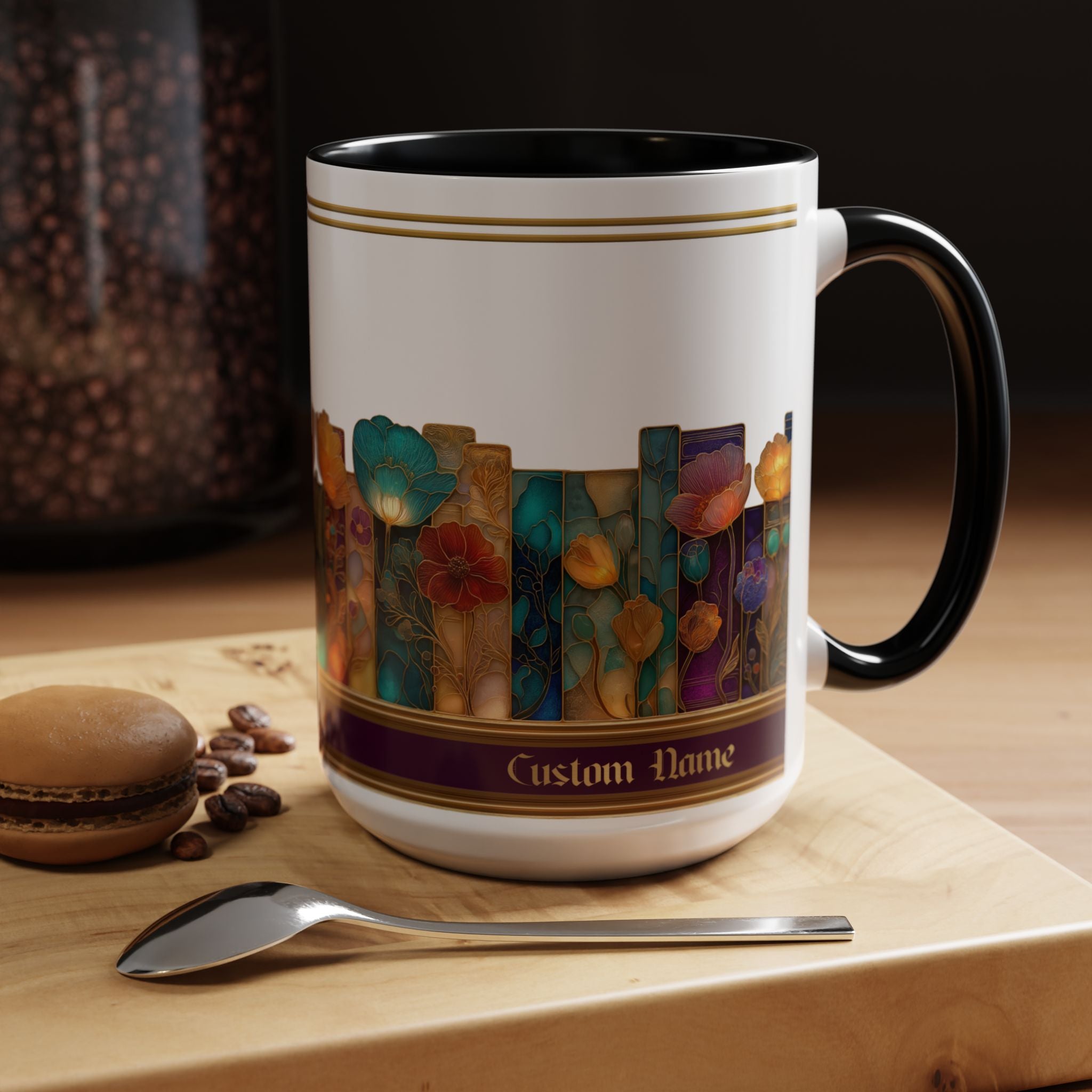 Personalized Floral Stained-Glass Ceramic Mug (11/15 oz) - 02