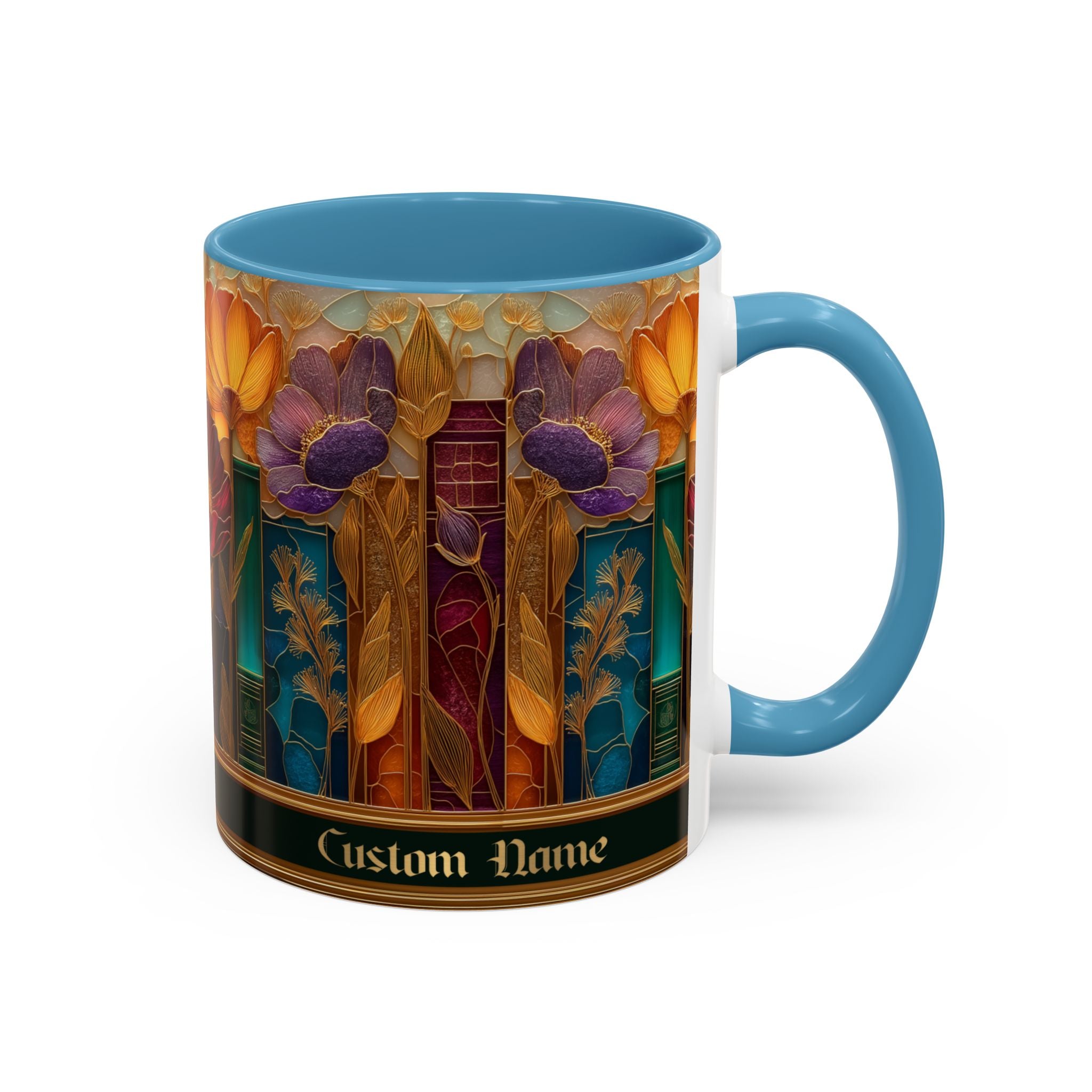 Personalized Floral Stained-Glass Ceramic Mug (11/15 oz) - 07