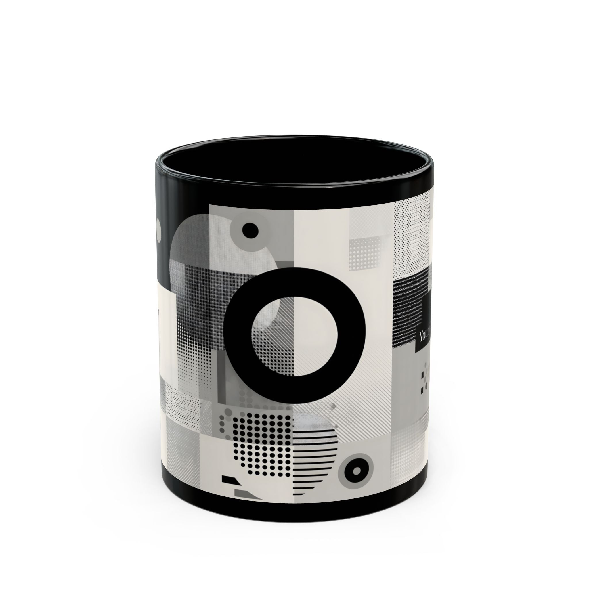 Modern Geometric Black Mug. Custom Name 11oz/15oz. 03
