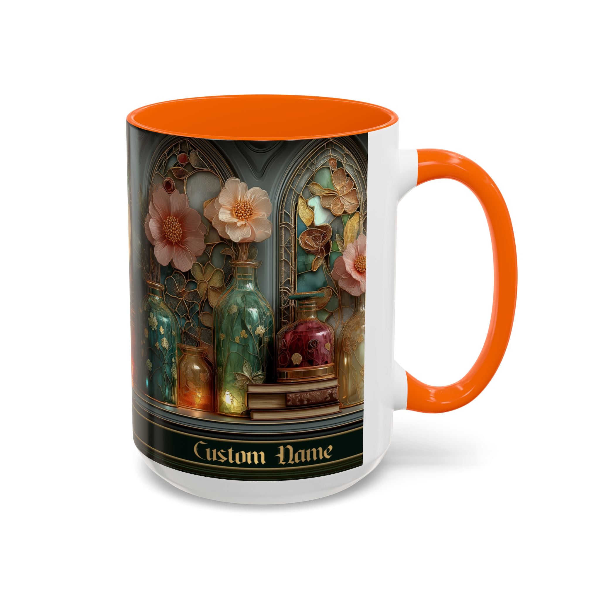 Personalized Floral Apothecary Ceramic Mug (11/15 oz) - 02