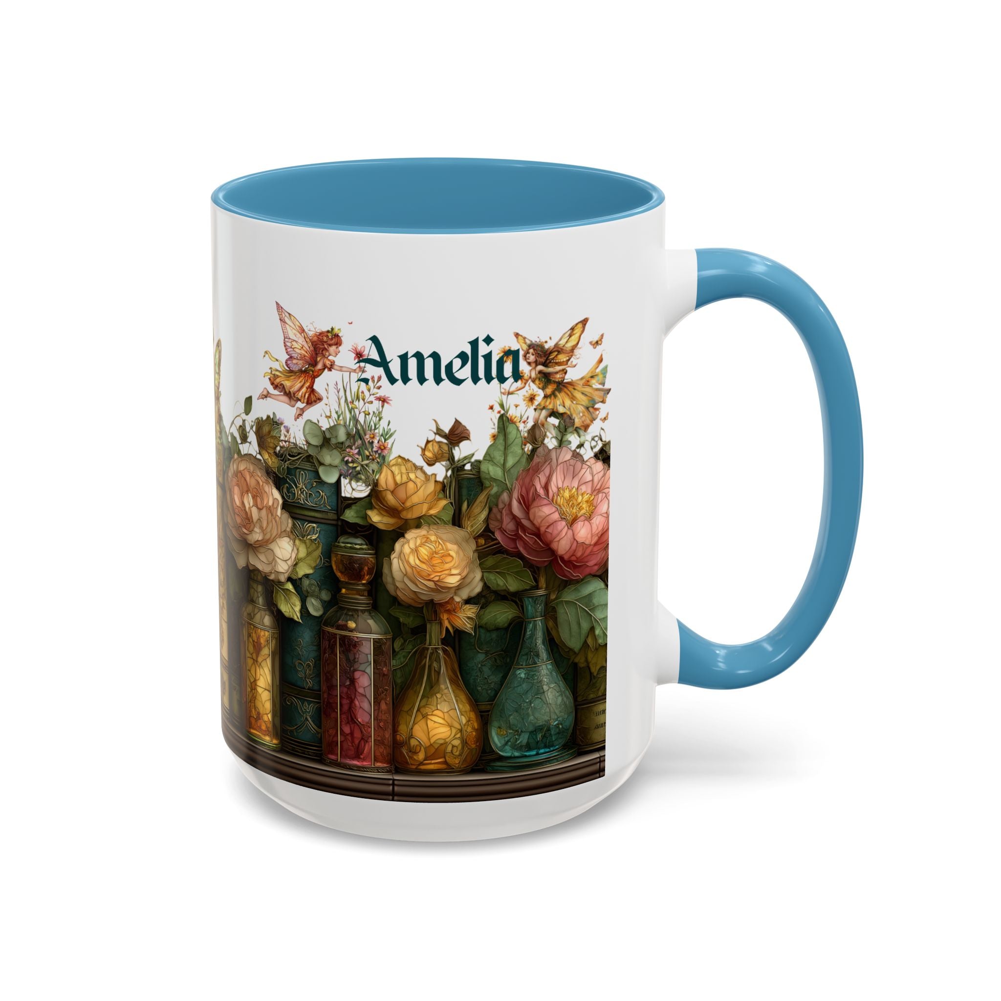 Personalized Floral Apothecary Ceramic Mug (11/15 oz) - 01