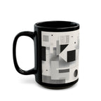Modern Geometric Black Mug. Custom Name 11oz/15oz. 02