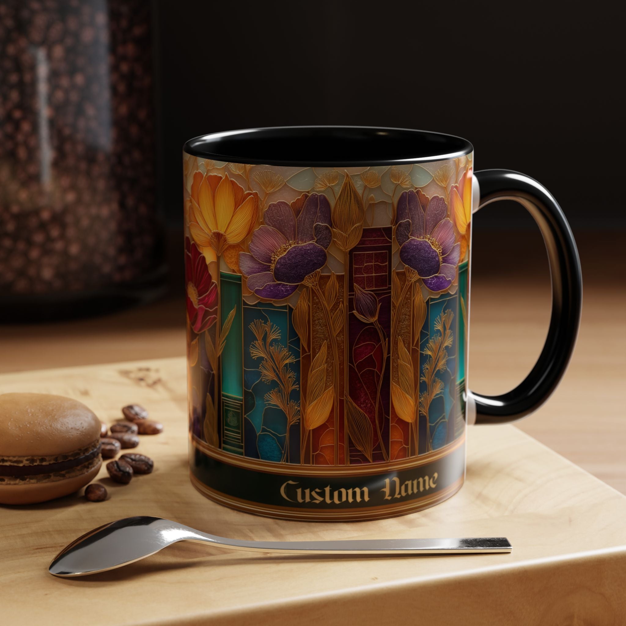 Personalized Floral Stained-Glass Ceramic Mug (11/15 oz) - 07