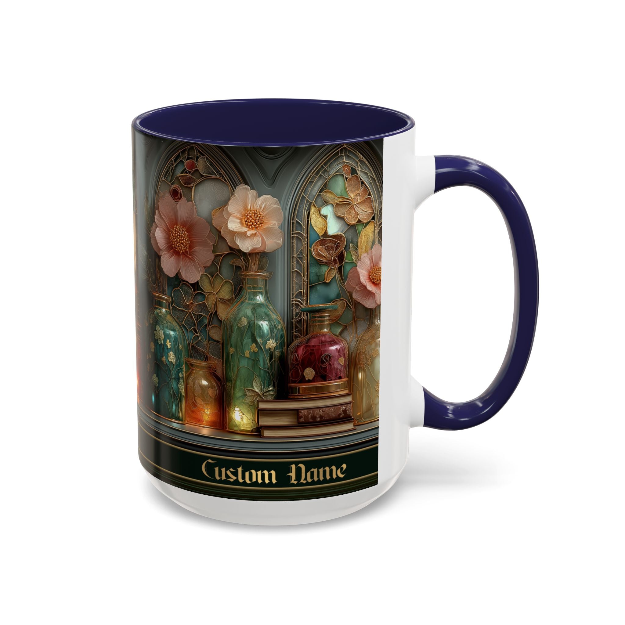 Personalized Floral Apothecary Ceramic Mug (11/15 oz) - 02