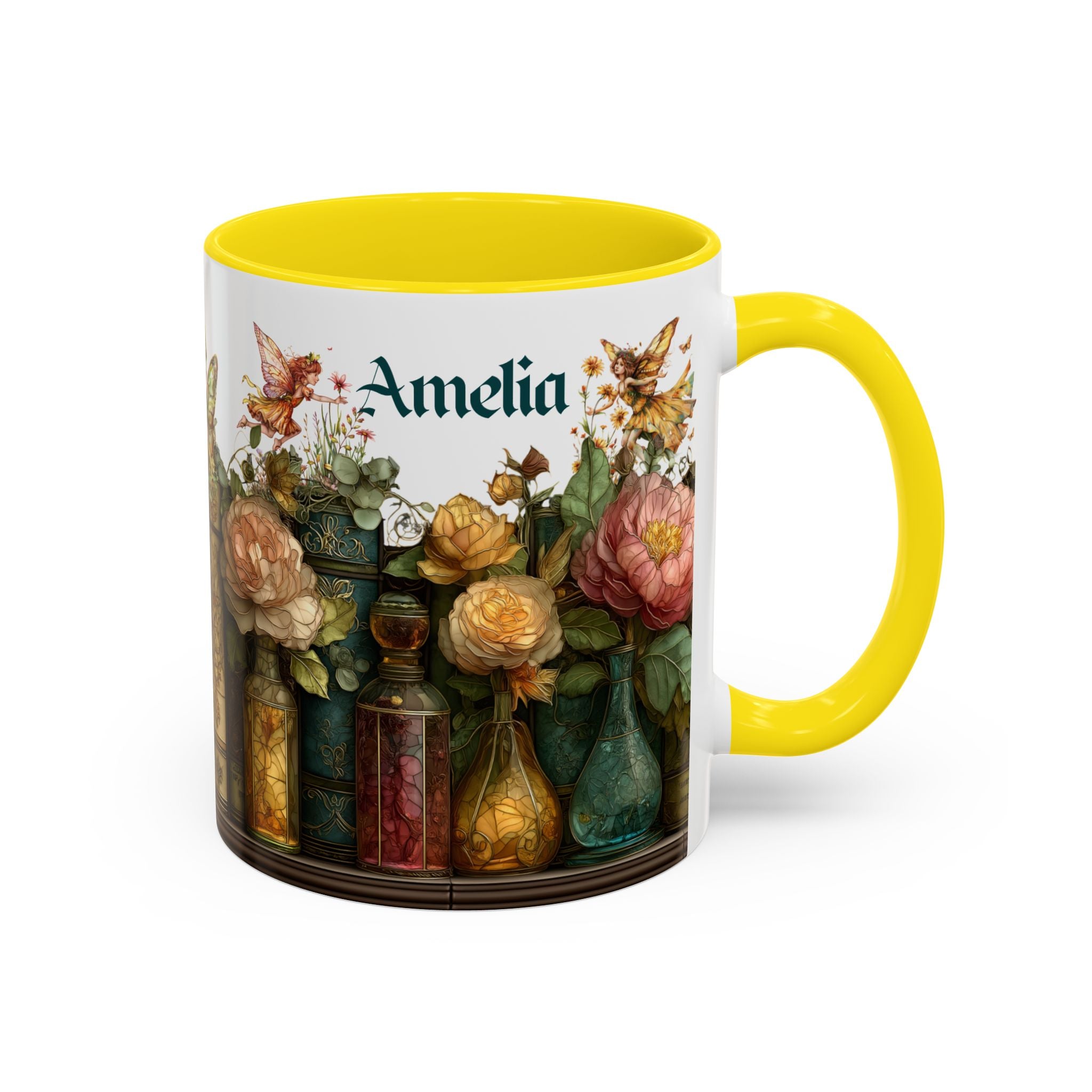 Personalized Floral Apothecary Ceramic Mug (11/15 oz) - 01