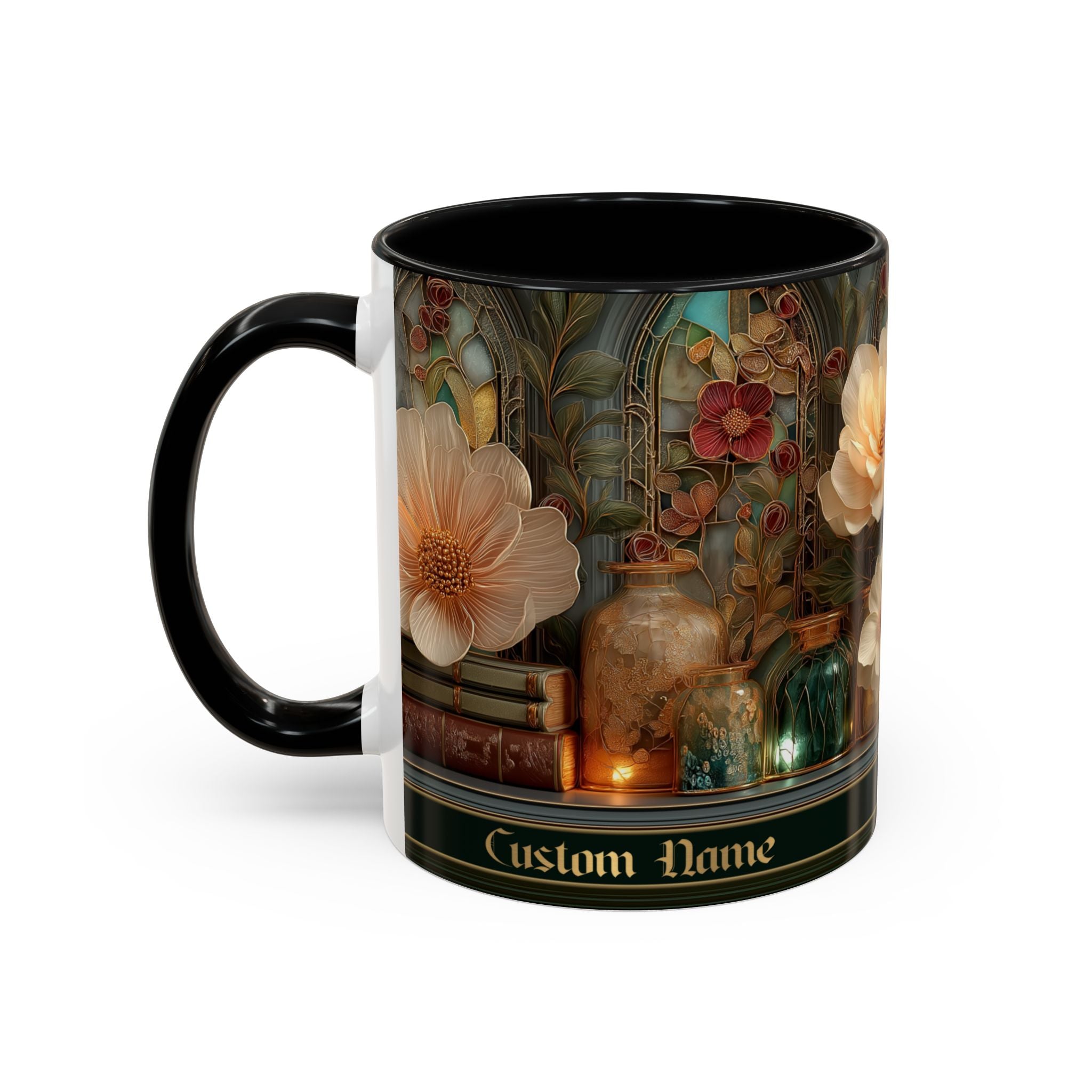 Personalized Floral Apothecary Ceramic Mug (11/15 oz) - 02