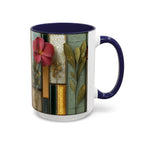 Floral Stained Glass Accent Coffee Mug — Botanical Patchwork Design (11/15 oz)