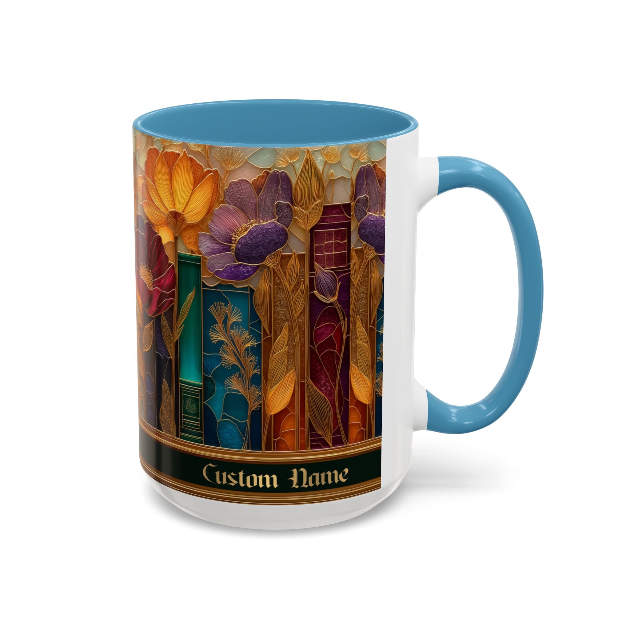 Personalized Floral Stained-Glass Ceramic Mug (11/15 oz) - 07