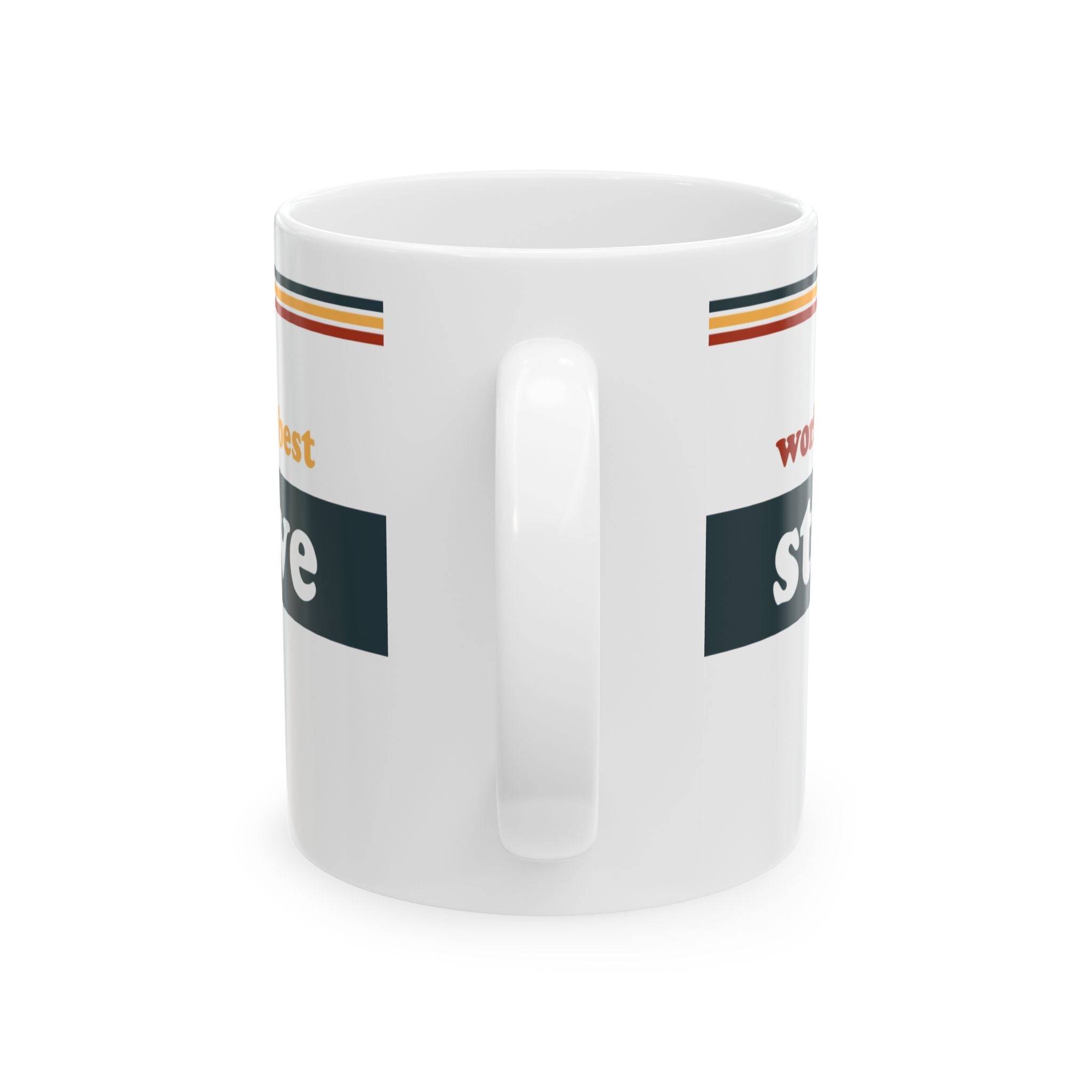 Retro Stripe Ceramic Mug – 'World's Best - Custom Name' Mug (11oz & 15oz) - 04