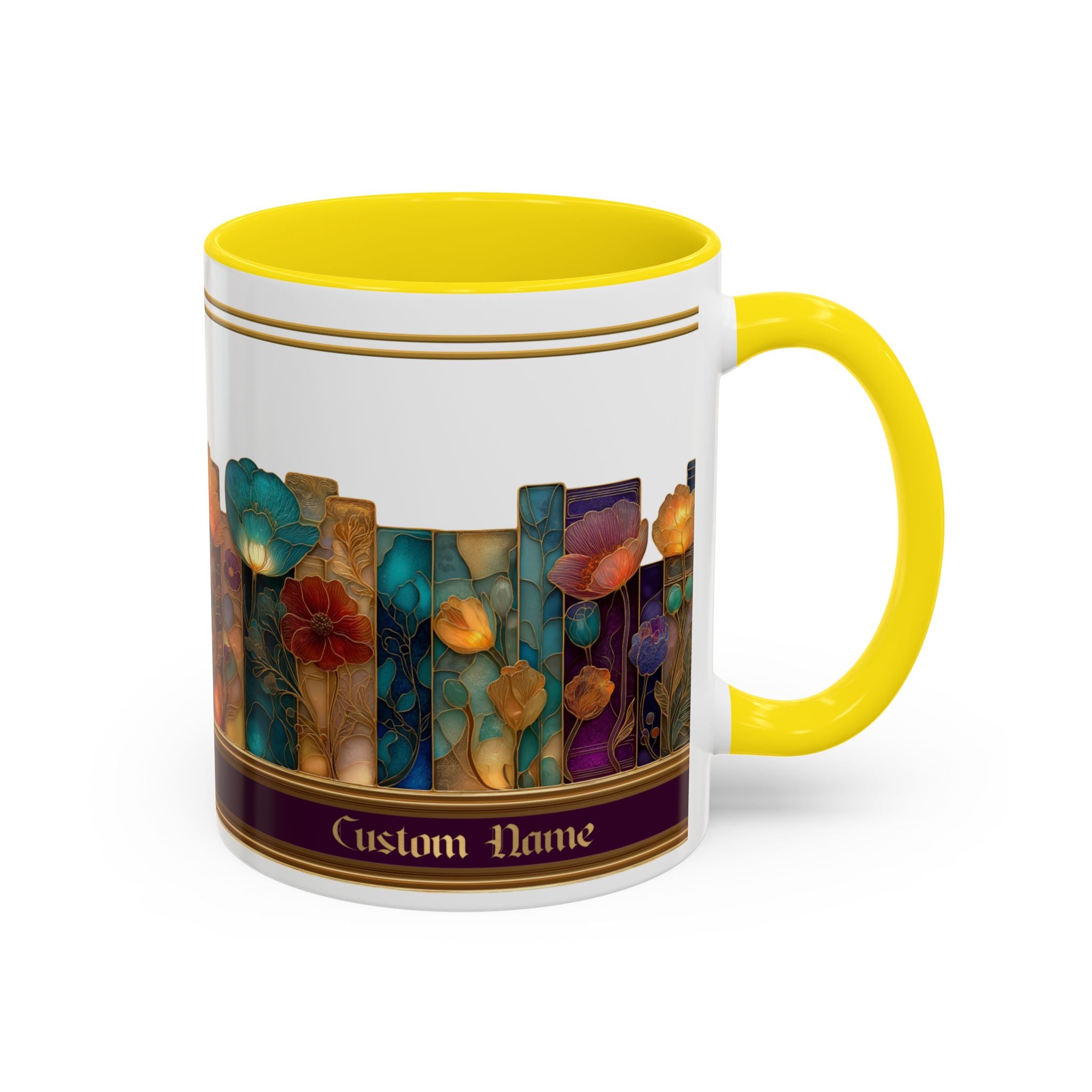 Personalized Floral Stained-Glass Ceramic Mug (11/15 oz) - 02