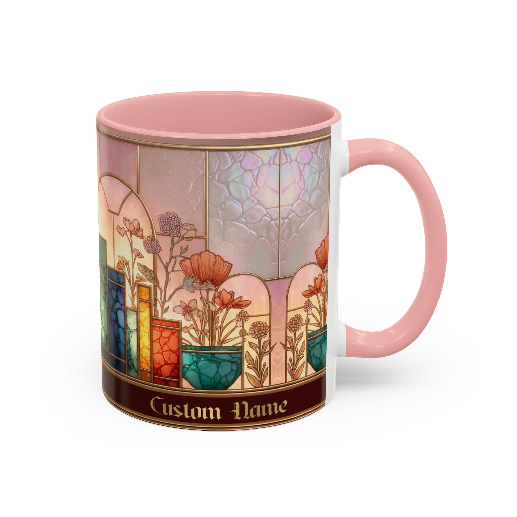 Personalized Floral Stained-Glass Ceramic Mug (11/15 oz) - 08