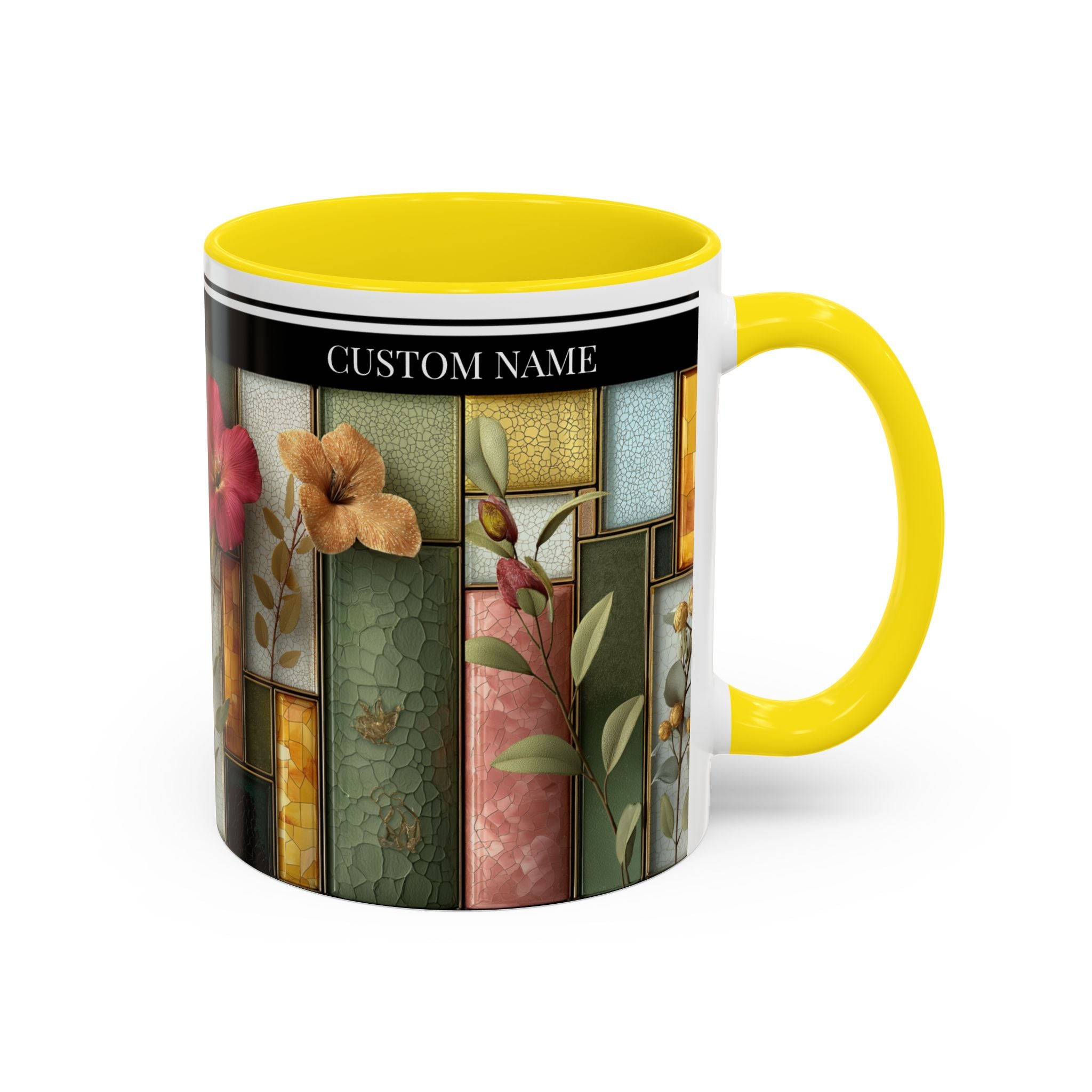 Personalized Floral Stained-Glass Ceramic Mug (11/15 oz) - 05
