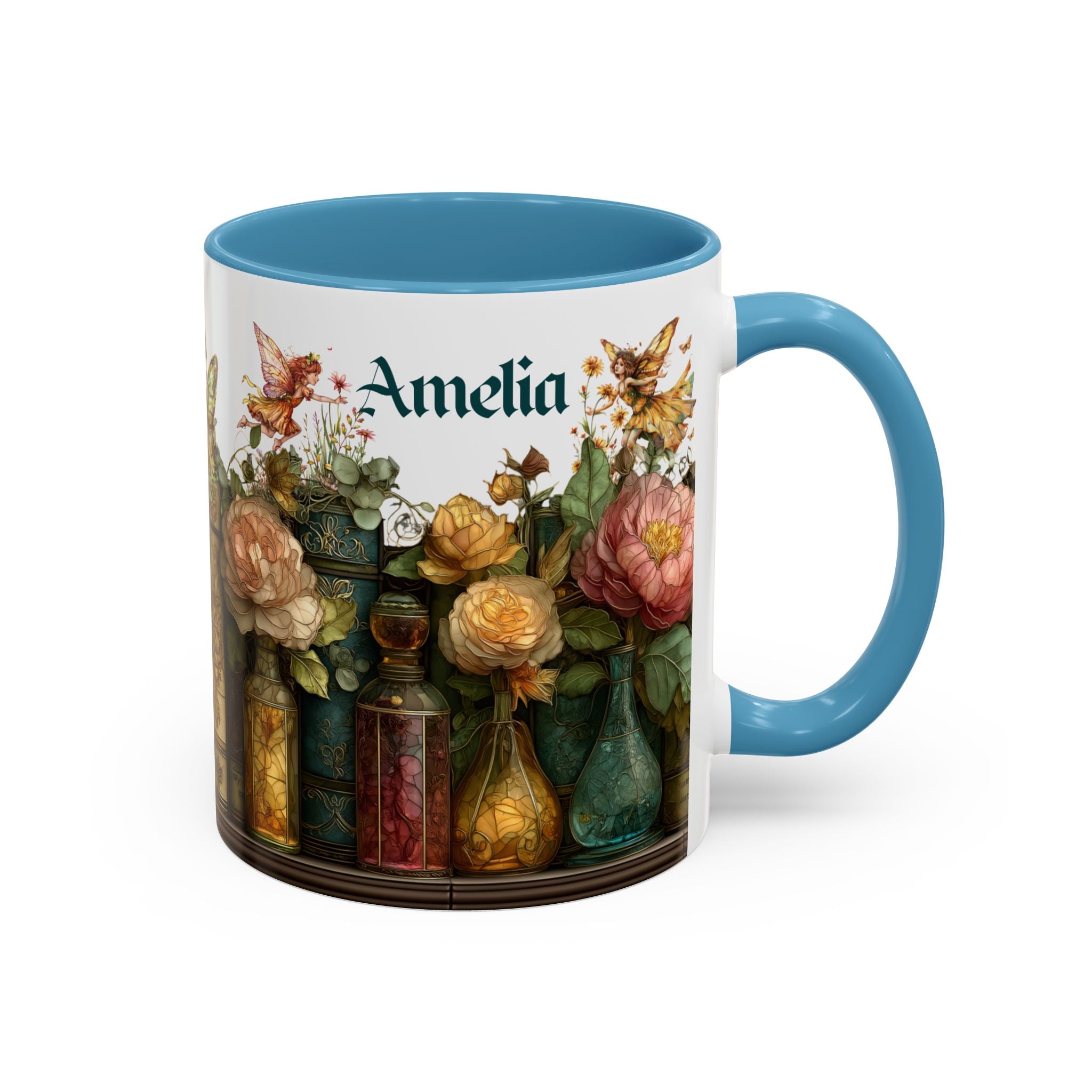 Personalized Floral Apothecary Ceramic Mug (11/15 oz) - 01
