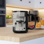 Modern Geometric Black Mug. Custom Name 11oz/15oz. 02
