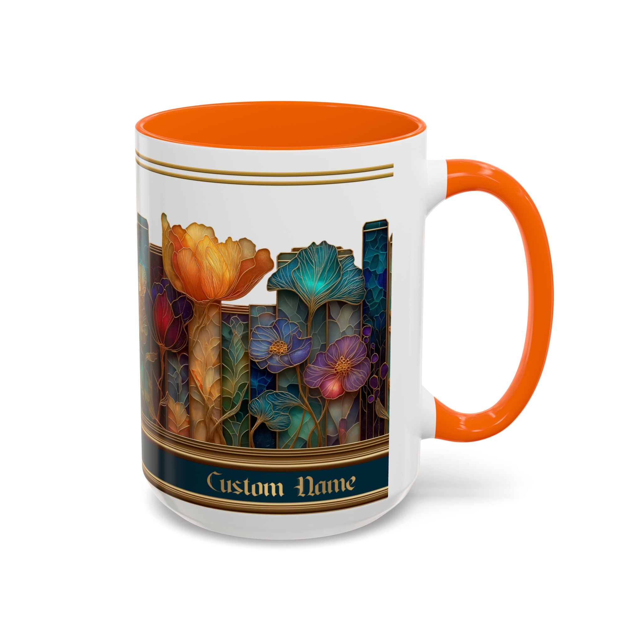 Personalized Floral Stained-Glass Ceramic Mug (11/15 oz) - 03