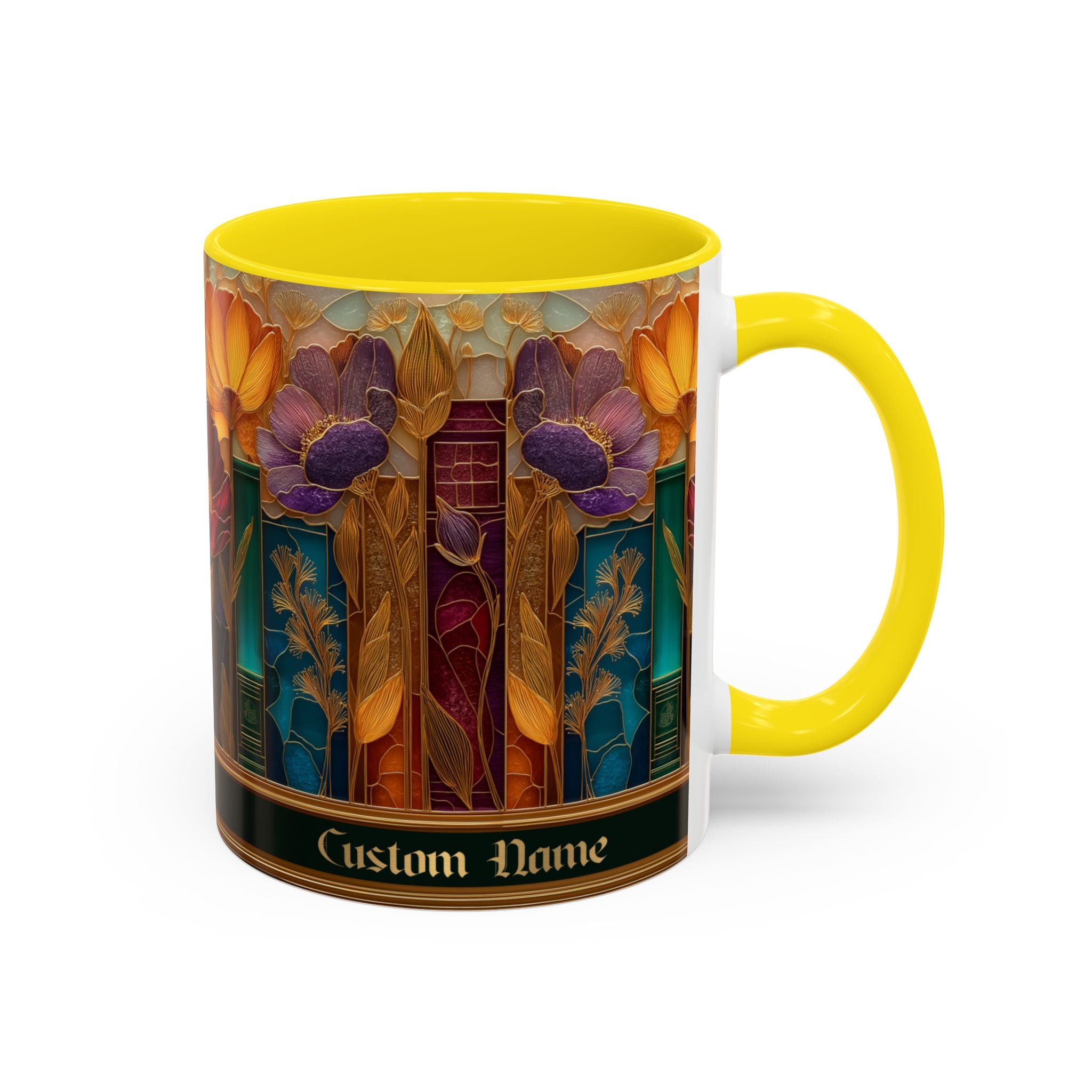 Personalized Floral Stained-Glass Ceramic Mug (11/15 oz) - 07