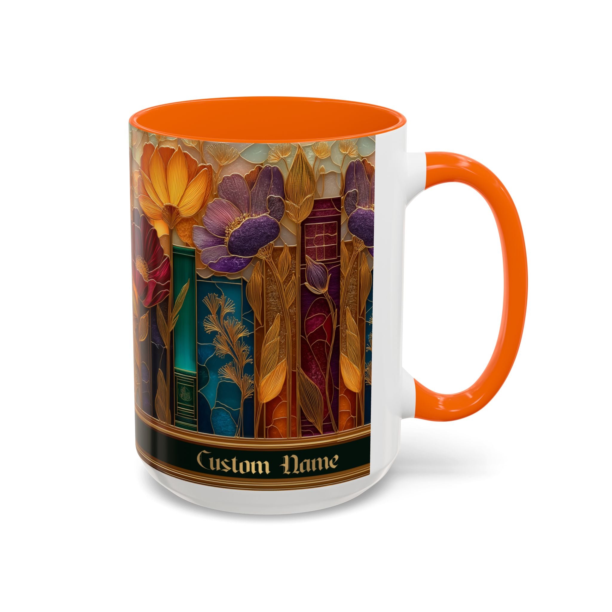 Personalized Floral Stained-Glass Ceramic Mug (11/15 oz) - 07