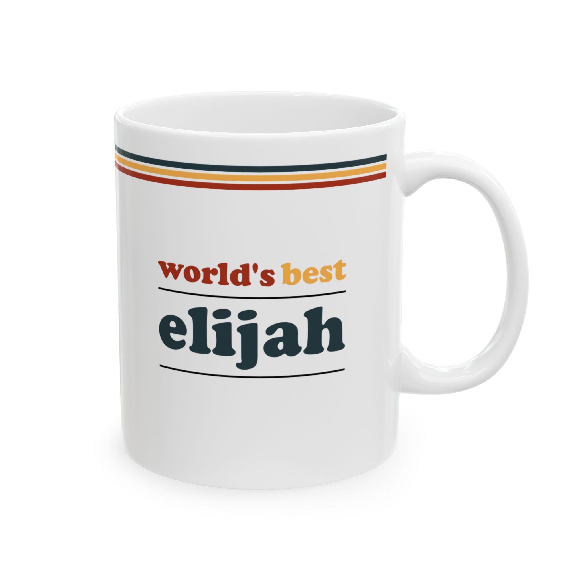 Retro Stripe Ceramic Mug – 'World's Best - Custom Name' Mug (11oz & 15oz) - 01