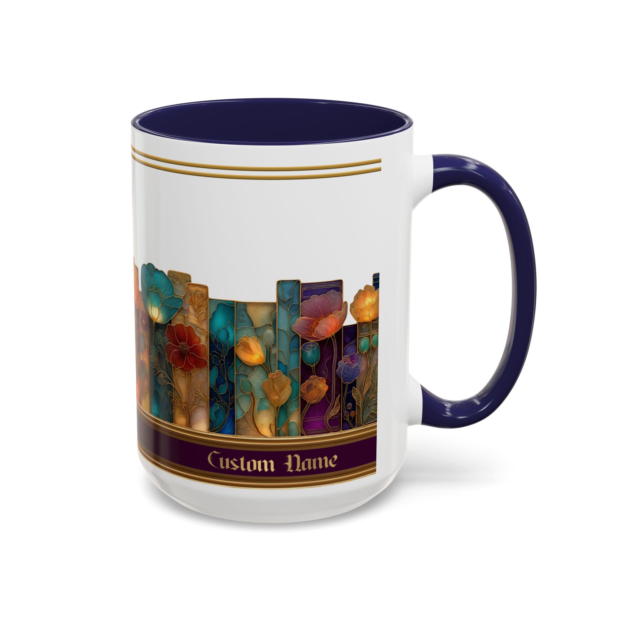 Personalized Floral Stained-Glass Ceramic Mug (11/15 oz) - 02