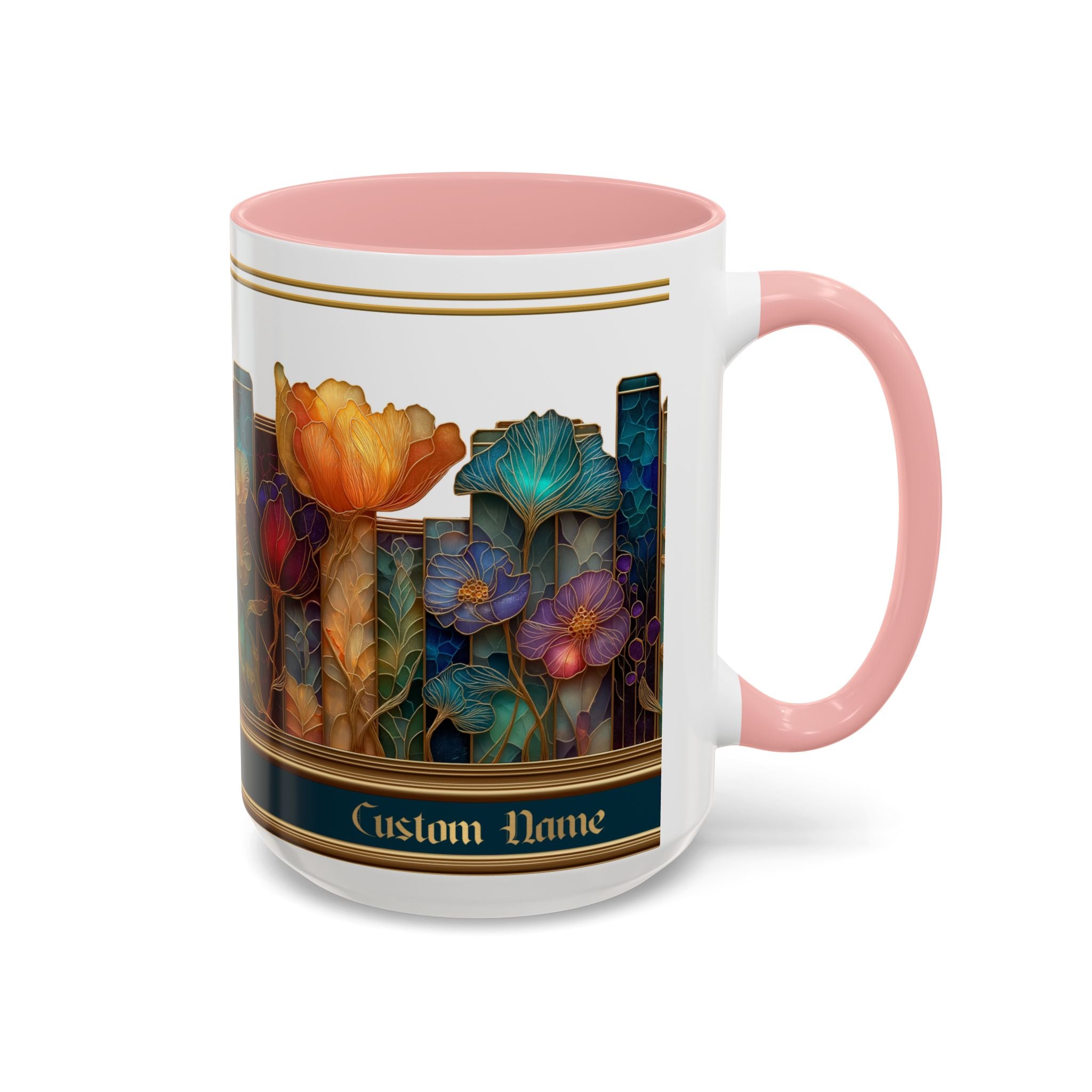 Personalized Floral Stained-Glass Ceramic Mug (11/15 oz) - 03