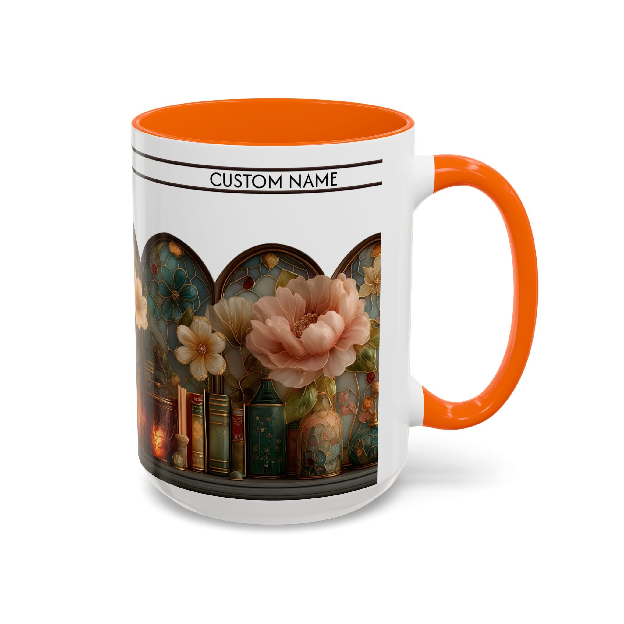 Personalized Floral Stained-Glass Ceramic Mug (11/15 oz) - 04