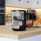 Modern Geometric Black Mug. Custom Name 11oz/15oz. 03