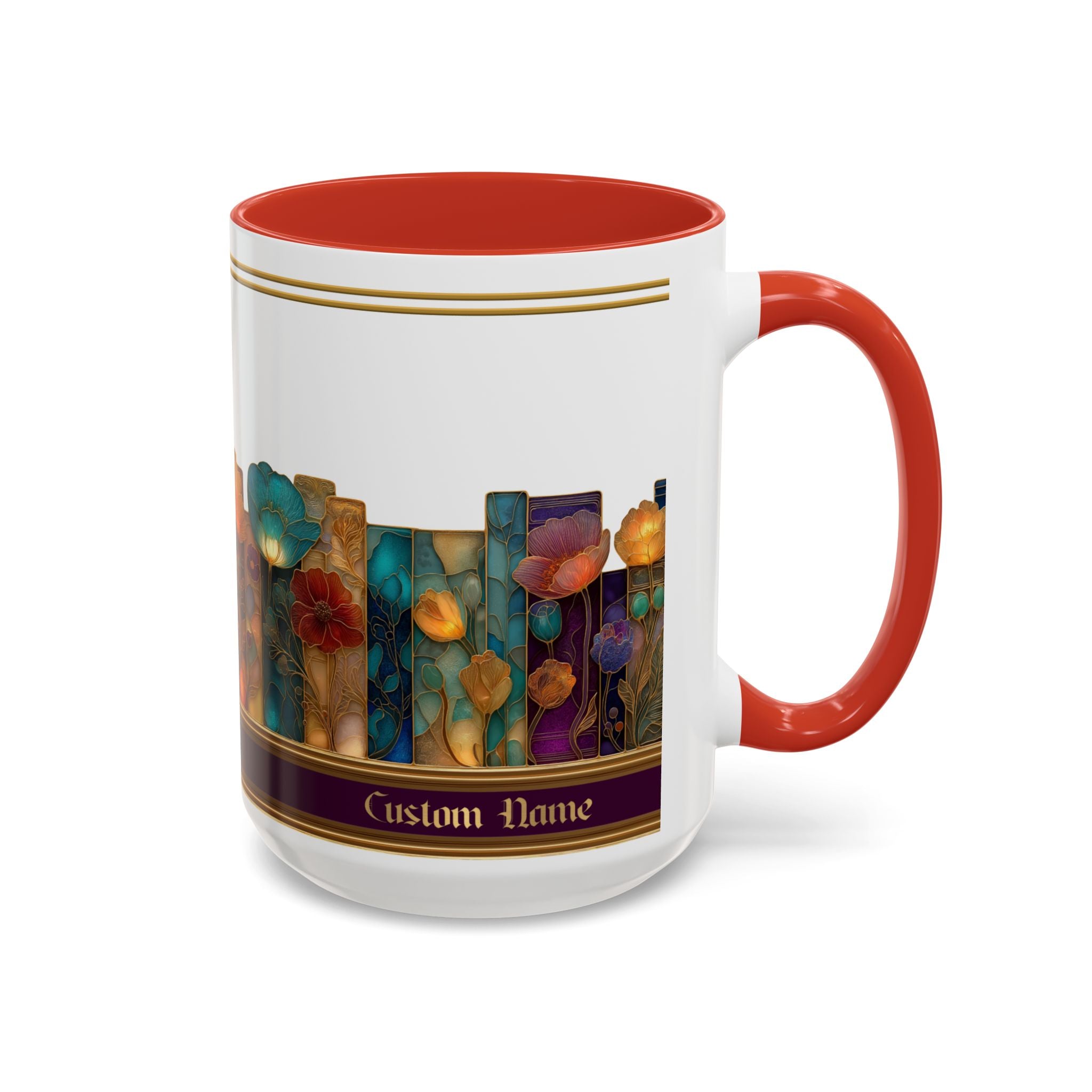 Personalized Floral Stained-Glass Ceramic Mug (11/15 oz) - 02