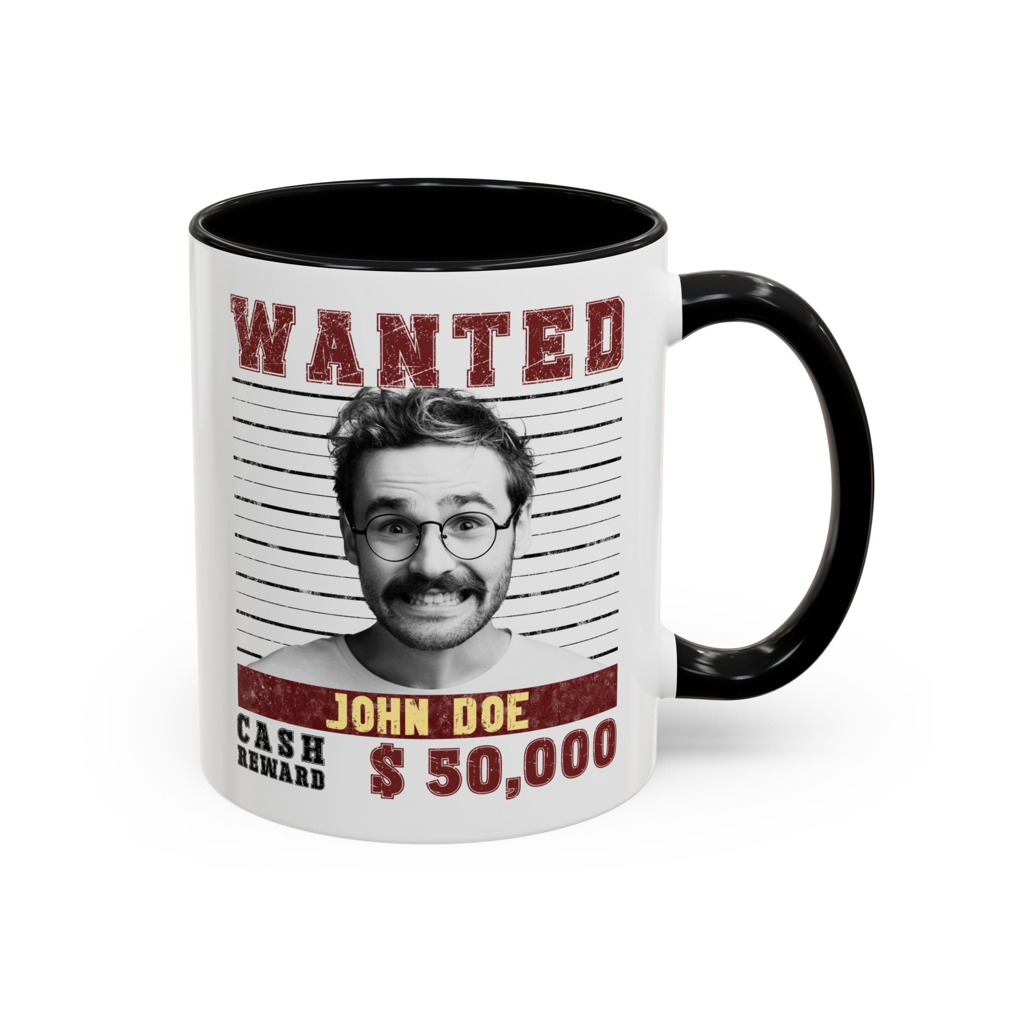 Wanted Poster Custom Photo Mug – Funny Personalized Coffee Cup (B&W)