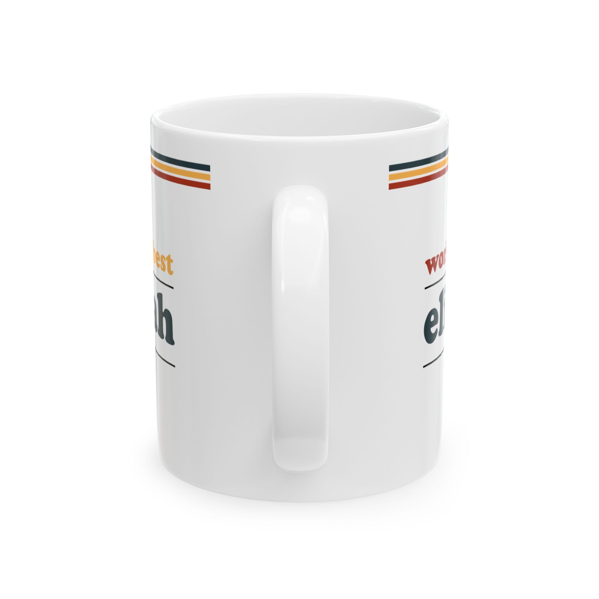 Retro Stripe Ceramic Mug – 'World's Best - Custom Name' Mug (11oz & 15oz) - 01