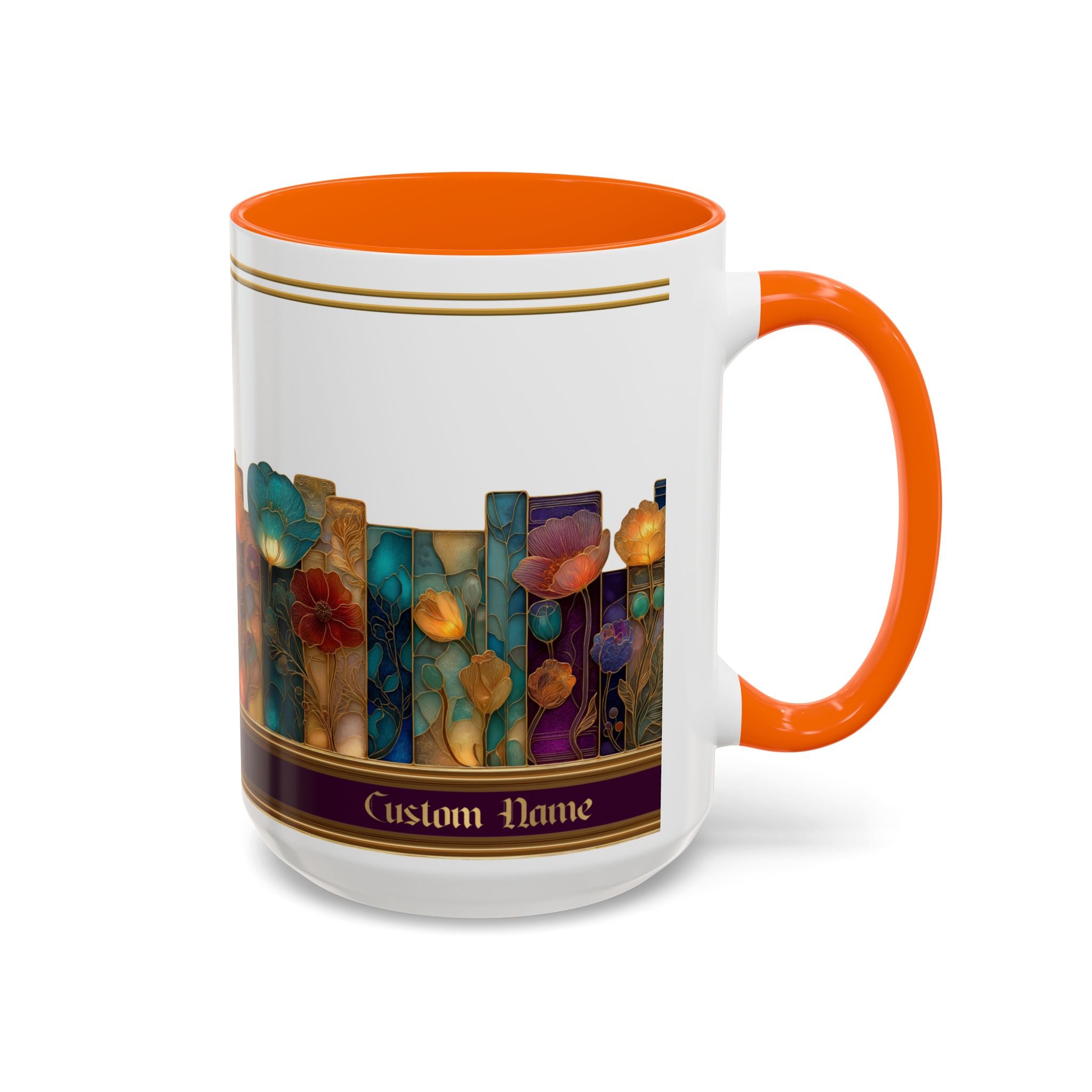 Personalized Floral Stained-Glass Ceramic Mug (11/15 oz) - 02