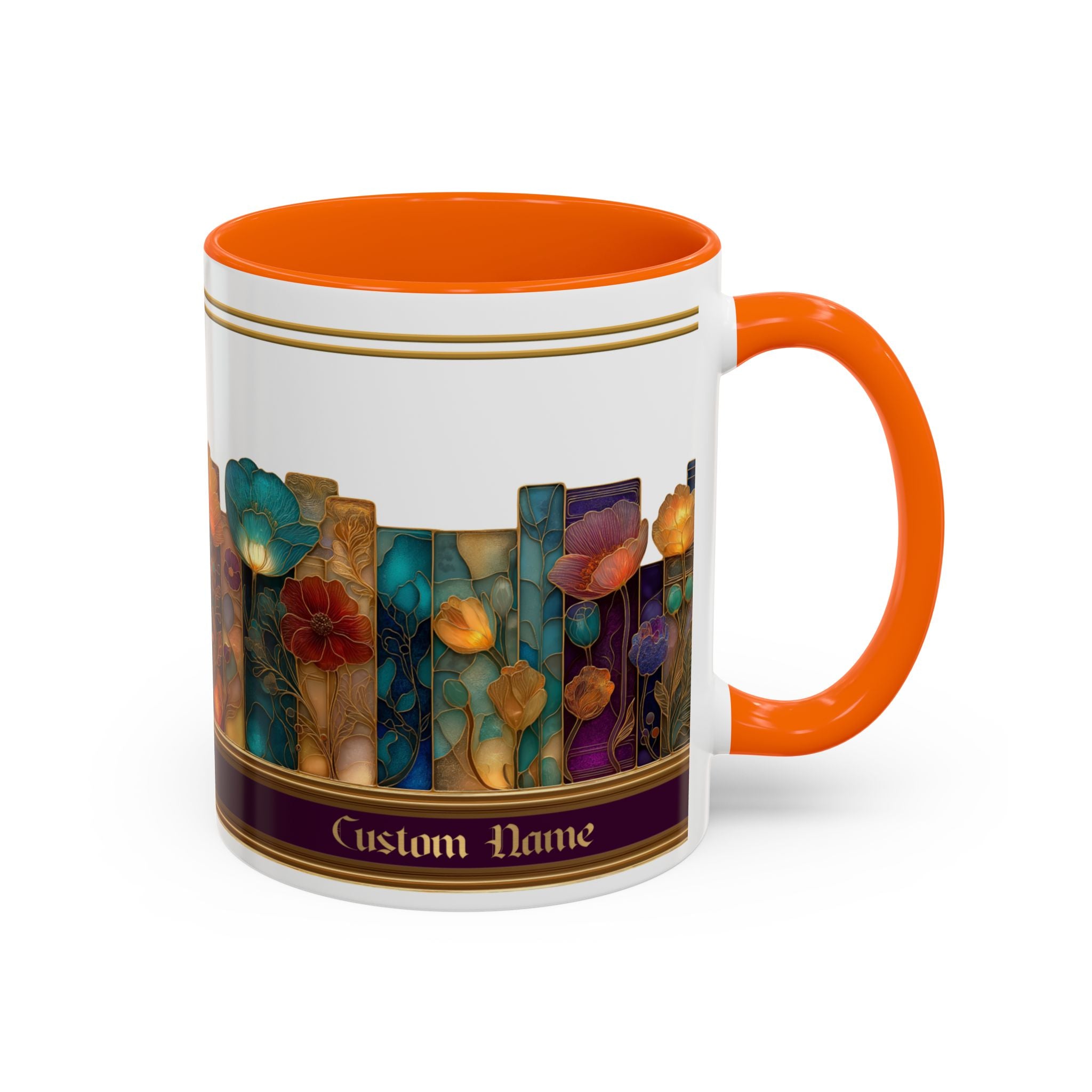 Personalized Floral Stained-Glass Ceramic Mug (11/15 oz) - 02