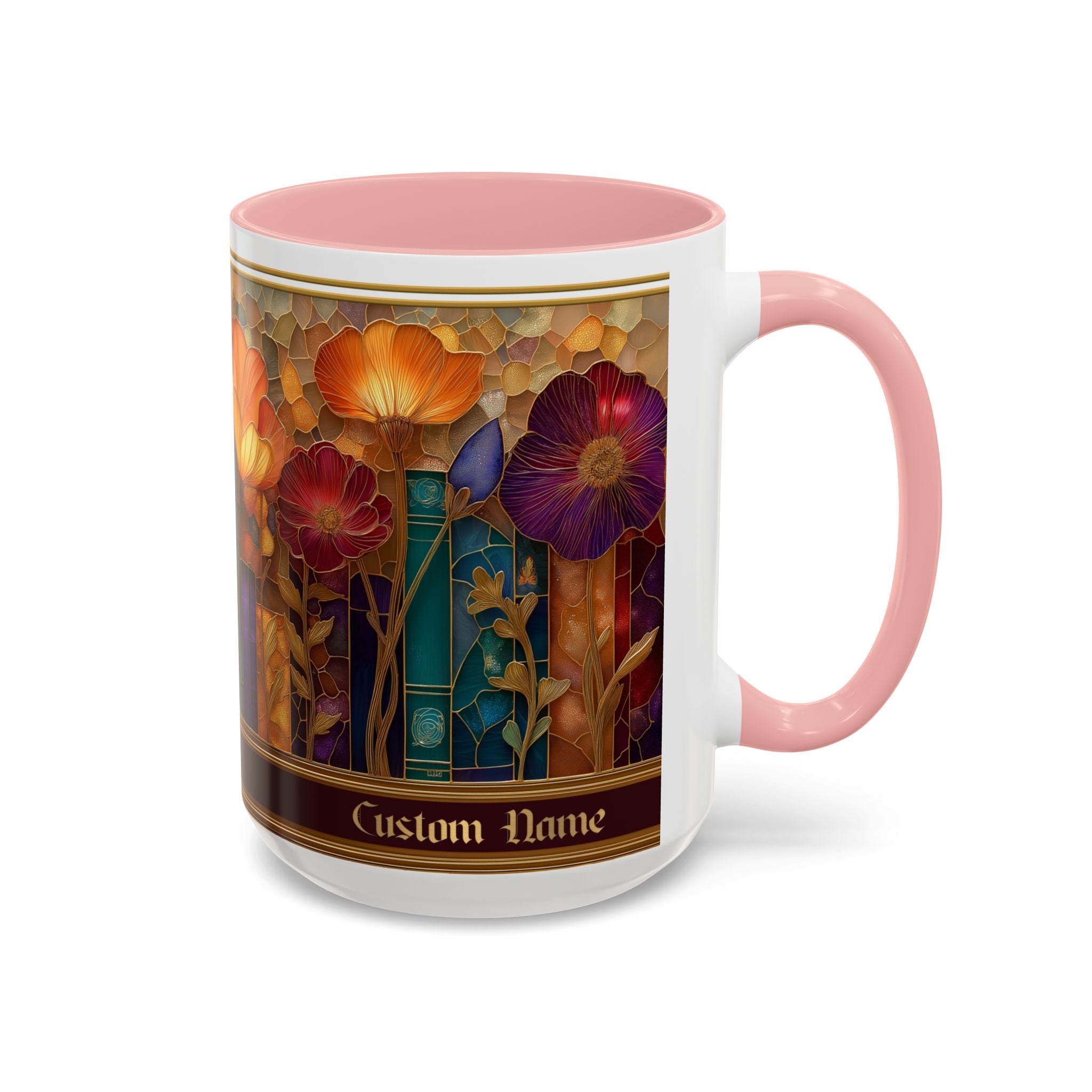 Personalized Floral Stained-Glass Ceramic Mug (11/15 oz) - 06