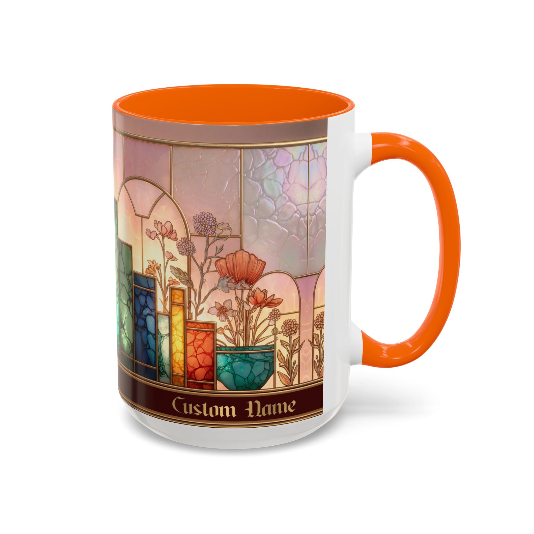 Personalized Floral Stained-Glass Ceramic Mug (11/15 oz) - 08