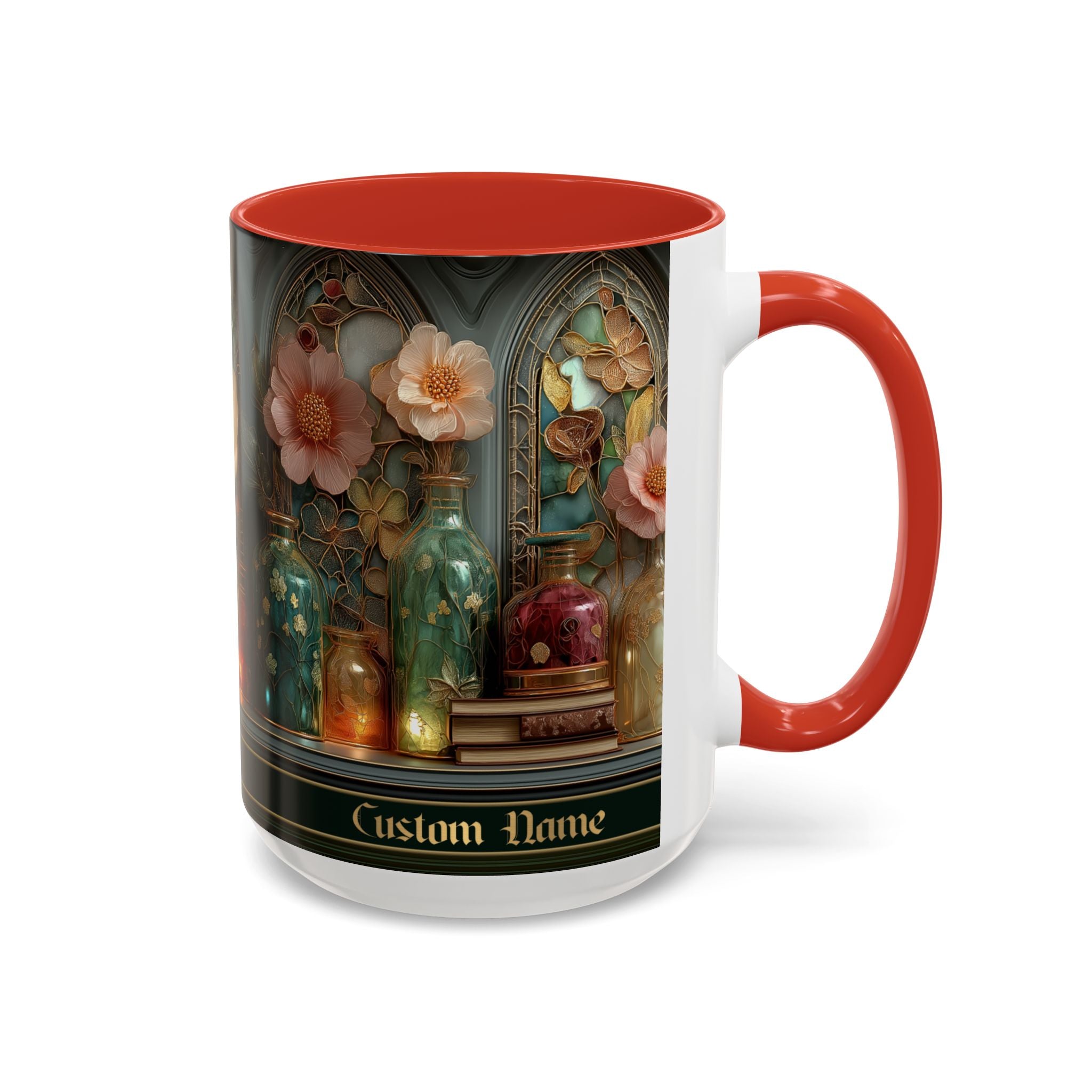 Personalized Floral Apothecary Ceramic Mug (11/15 oz) - 02