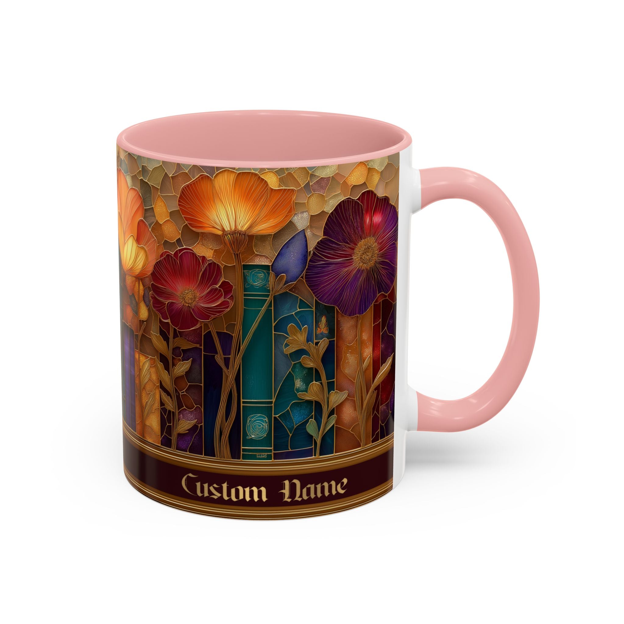 Personalized Floral Stained-Glass Ceramic Mug (11/15 oz) - 06