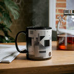 Modern Geometric Black Mug. Custom Name 11oz/15oz. 02