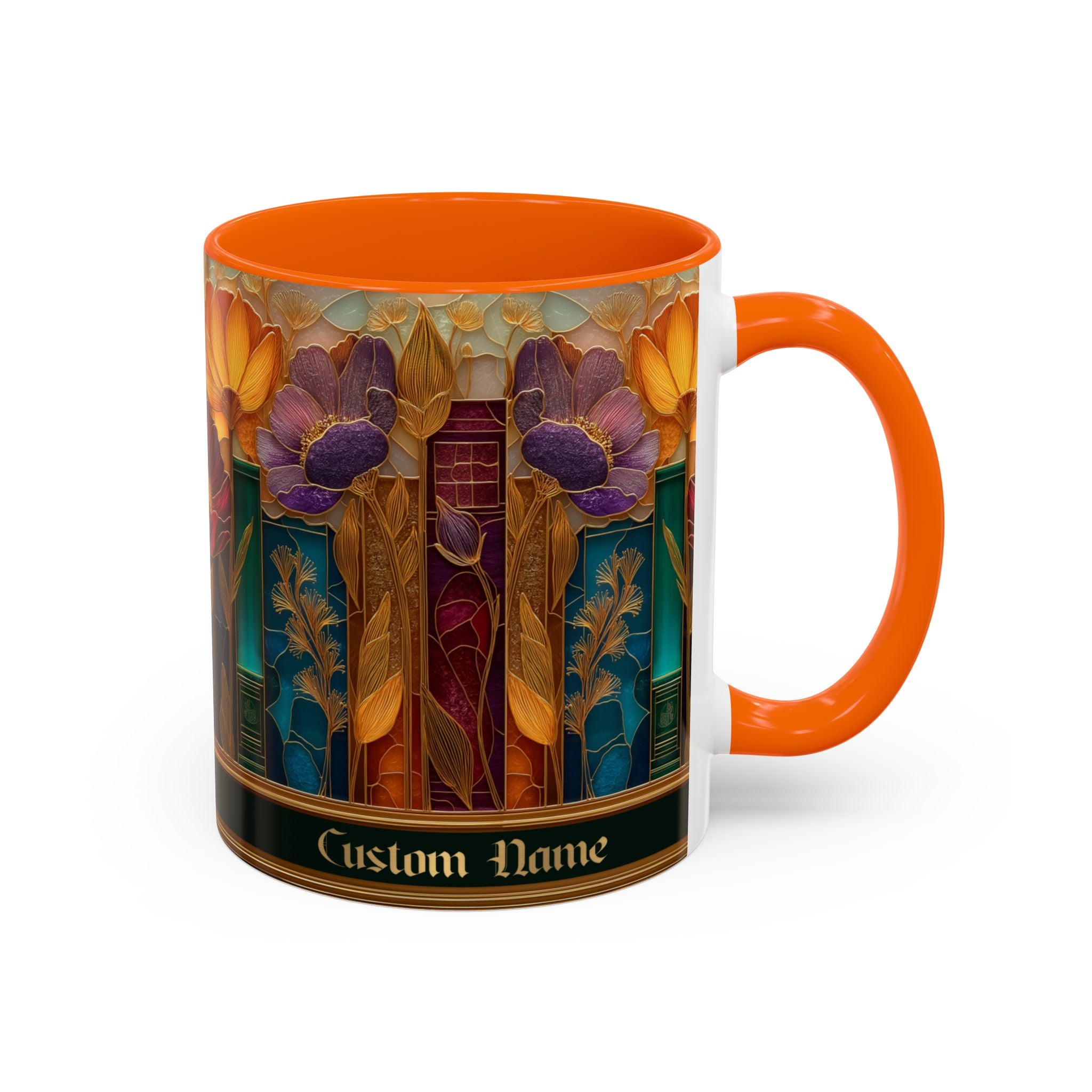 Personalized Floral Stained-Glass Ceramic Mug (11/15 oz) - 07