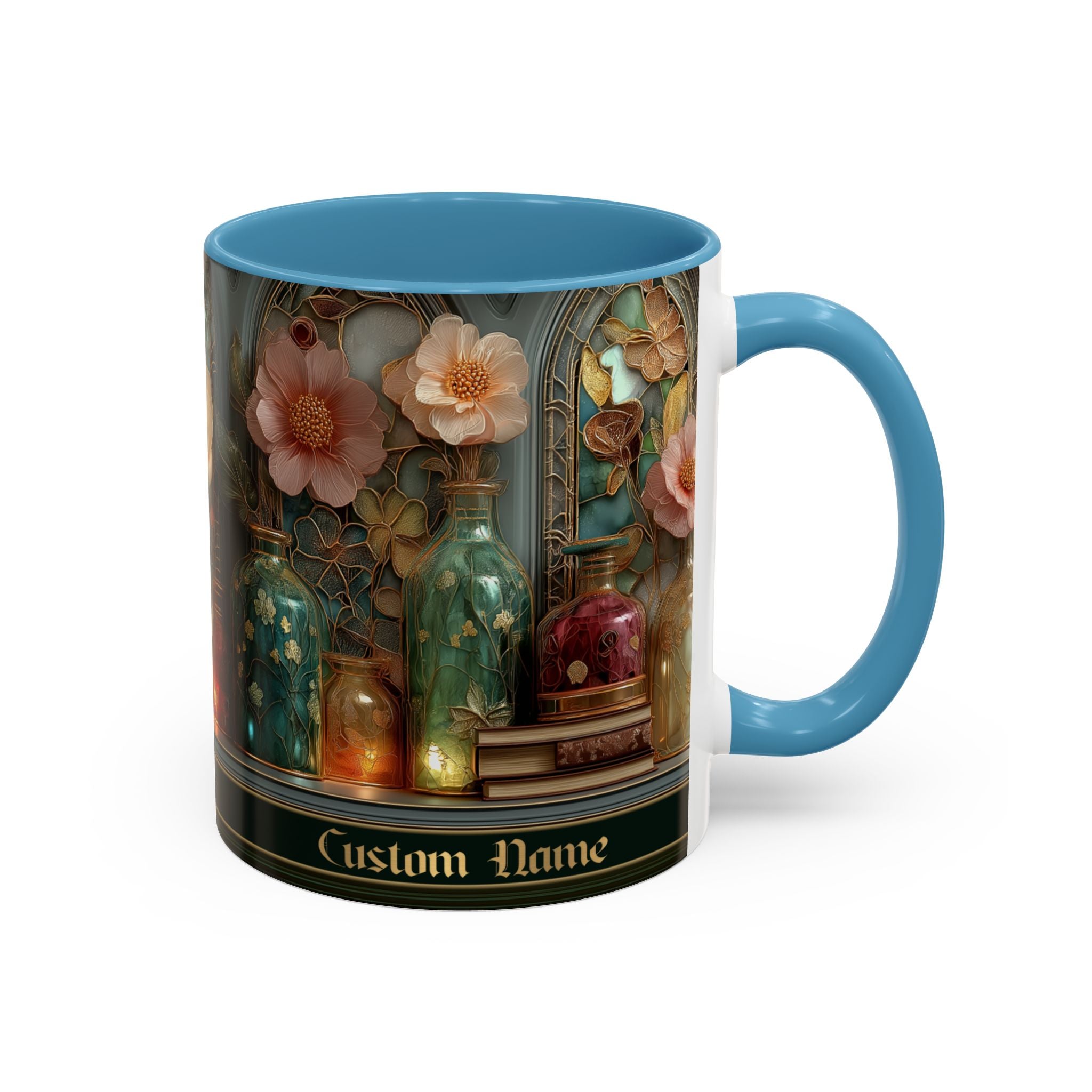 Personalized Floral Apothecary Ceramic Mug (11/15 oz) - 02