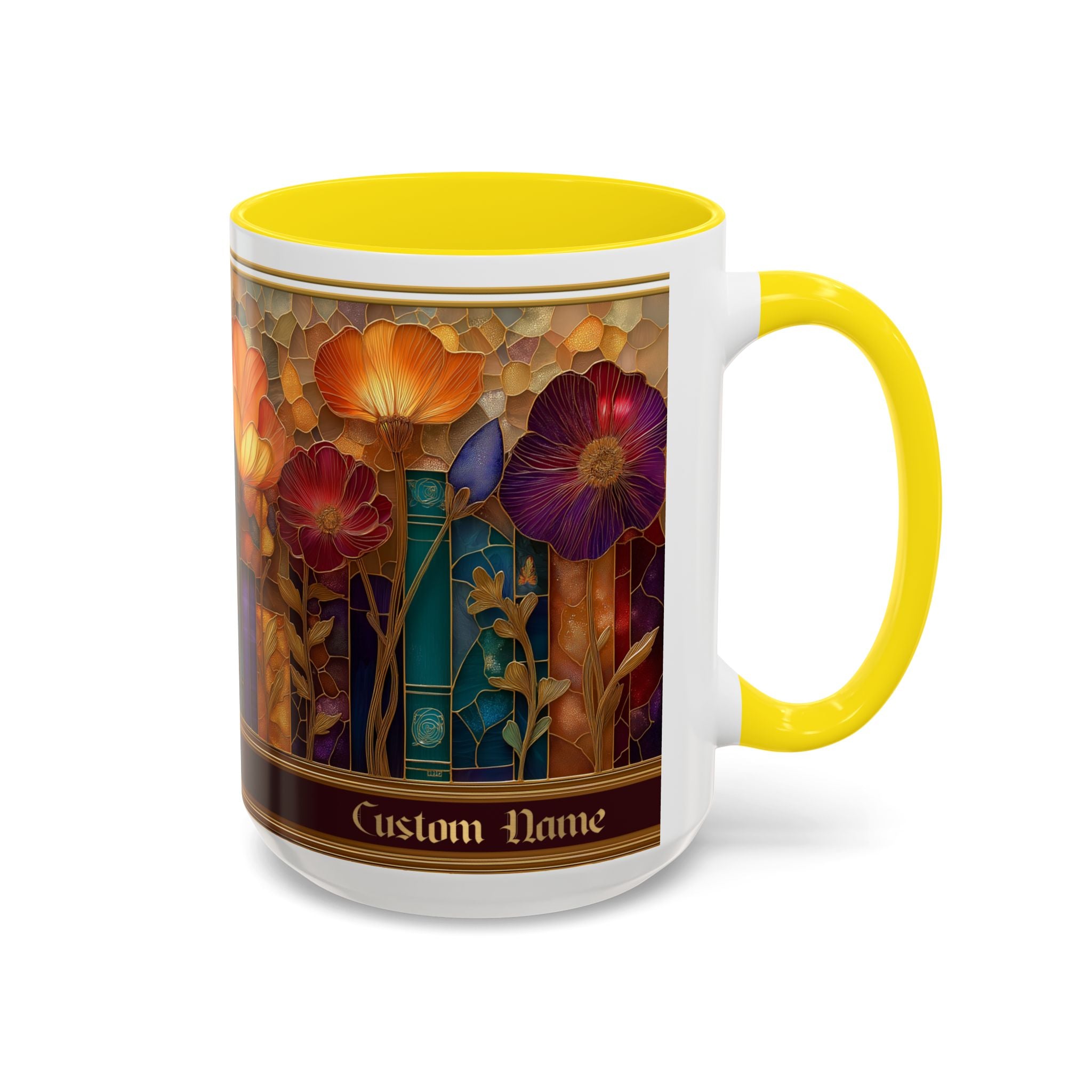 Personalized Floral Stained-Glass Ceramic Mug (11/15 oz) - 06